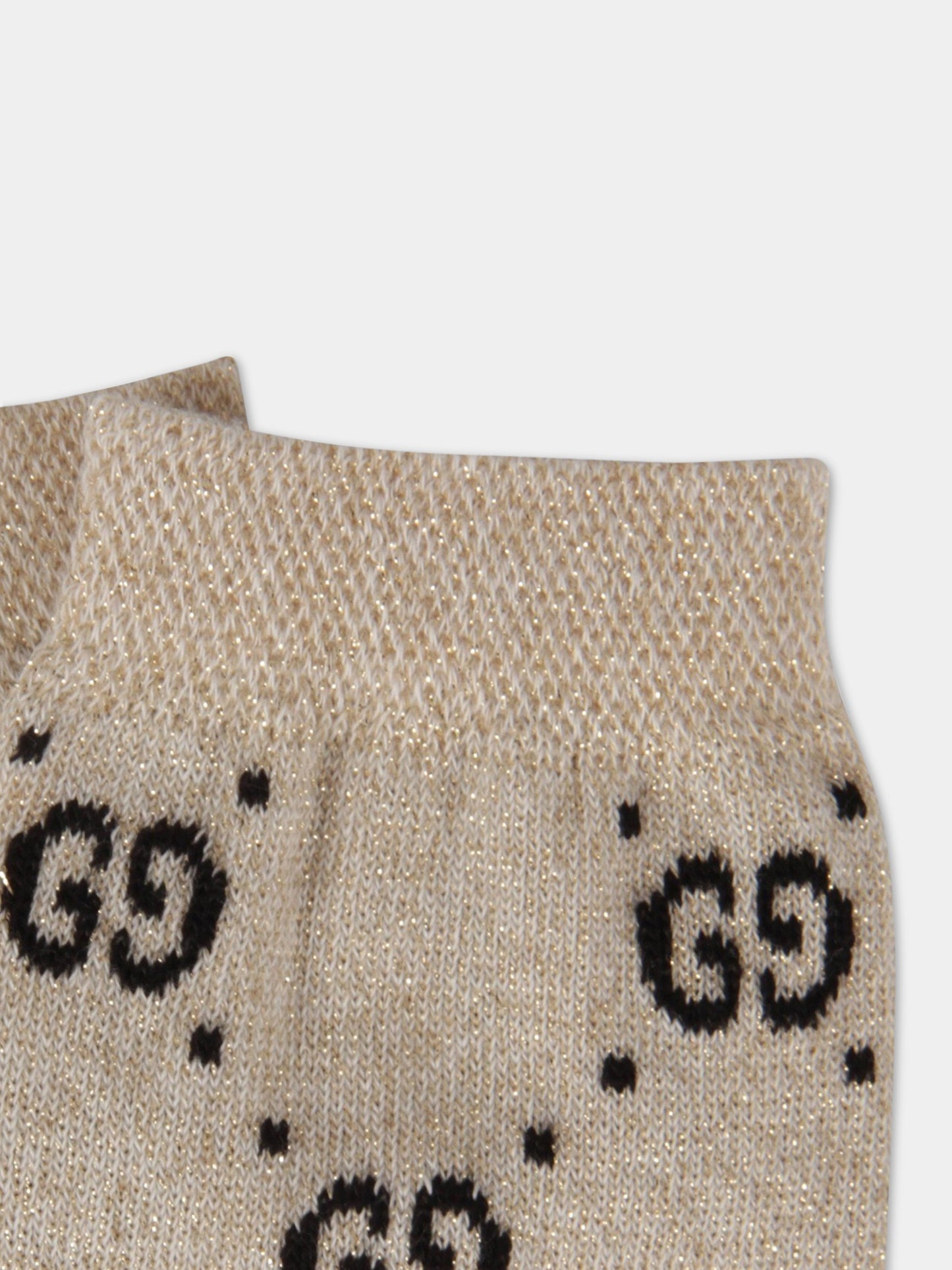 Calze beige per bambina con doppia GG,Gucci Kids,480715 4K443 9260