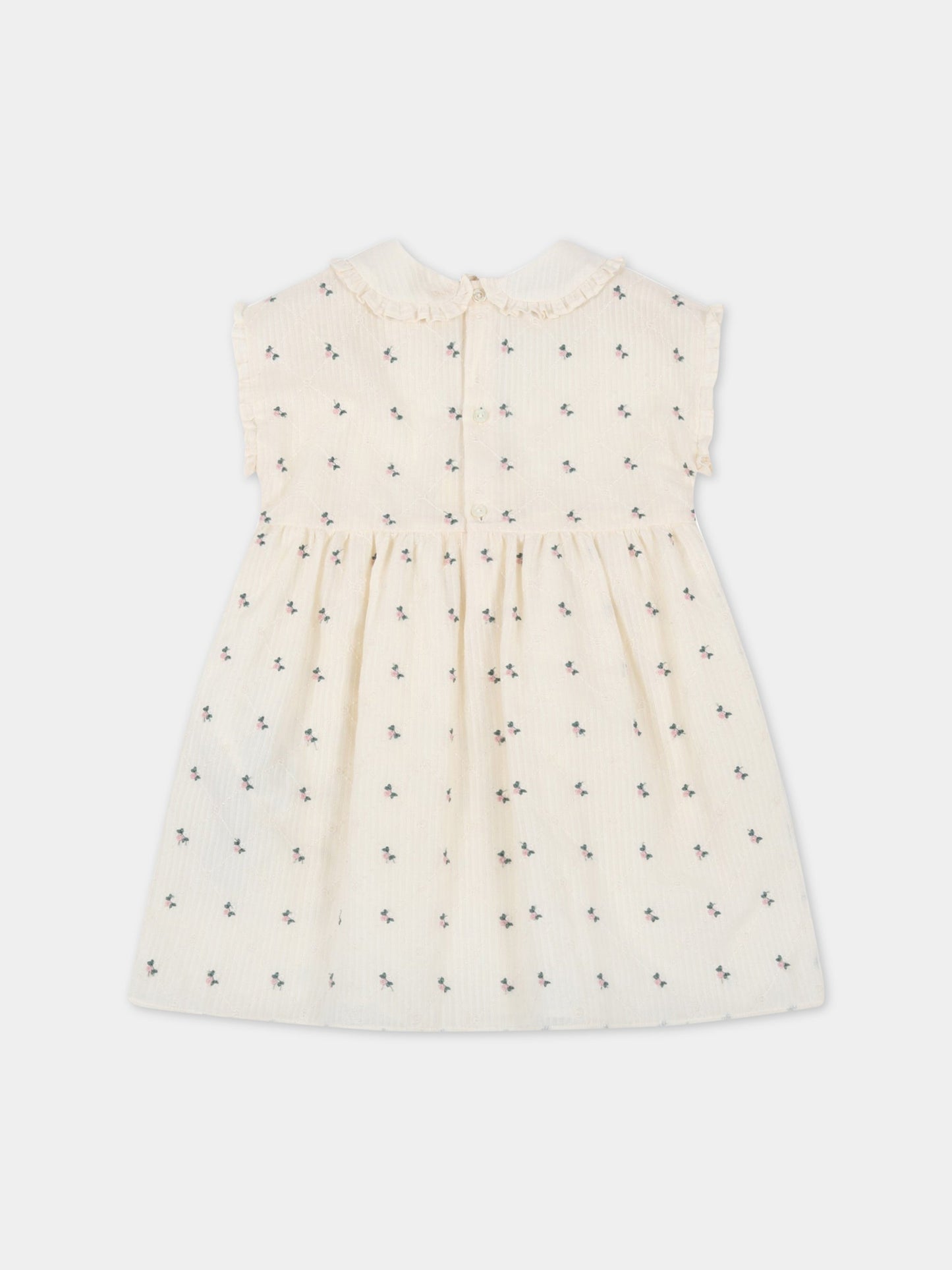 Vestito avorio per neonata con fiori,Gucci Kids,680901 XWAR5 9370