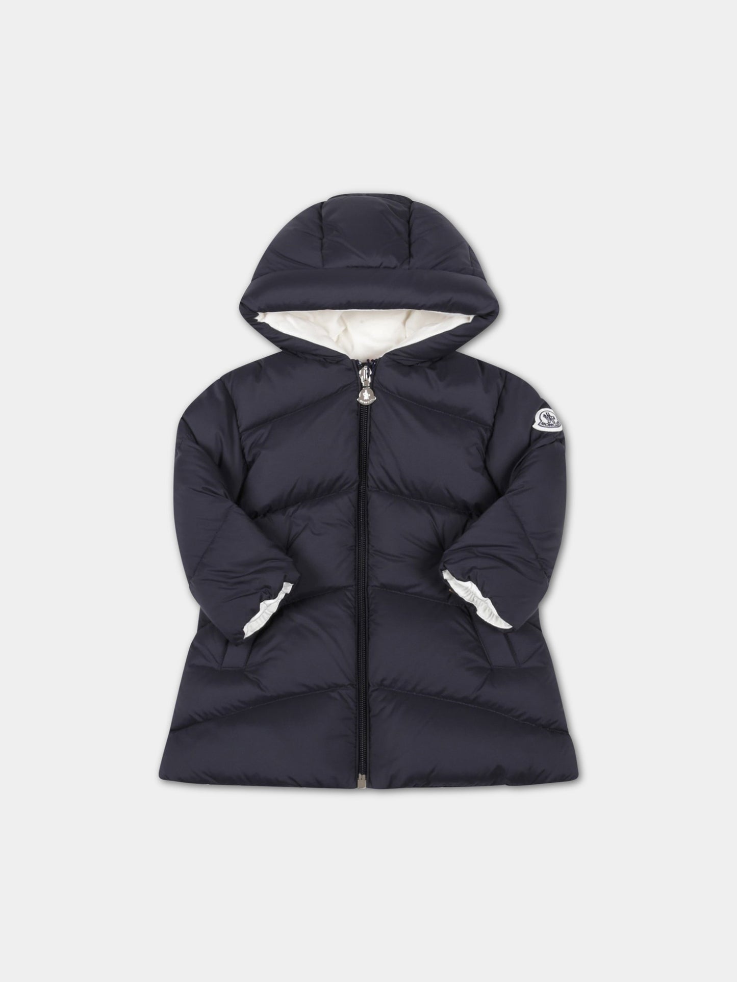 Piumino Pesha blu per neonato con patch logato,Moncler Kids,951 1C00007 5333 778
