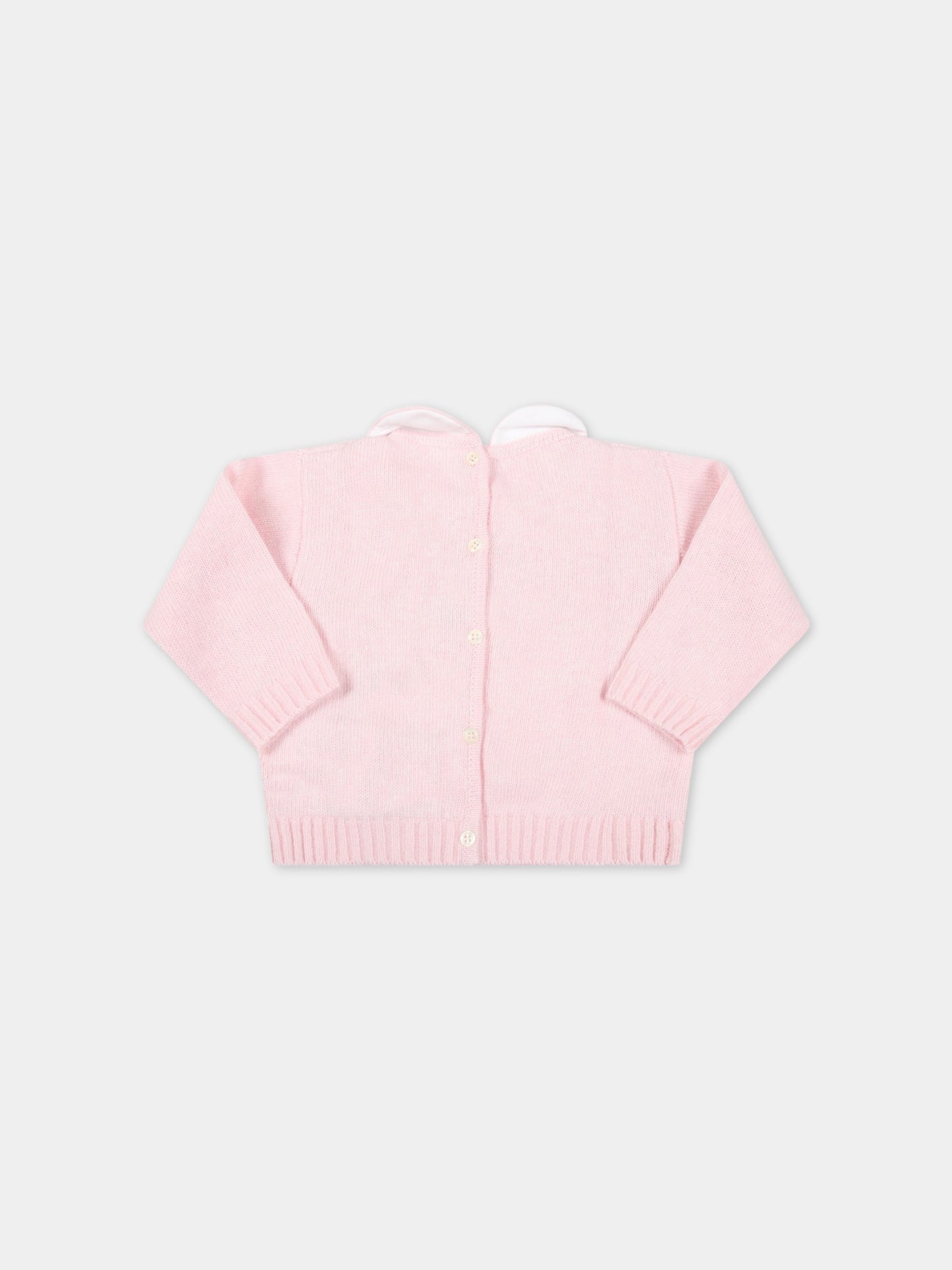 Maglione rosa per neonata con arcobaleno e logo,Palm Angels,PGXP001F22KNI0013384