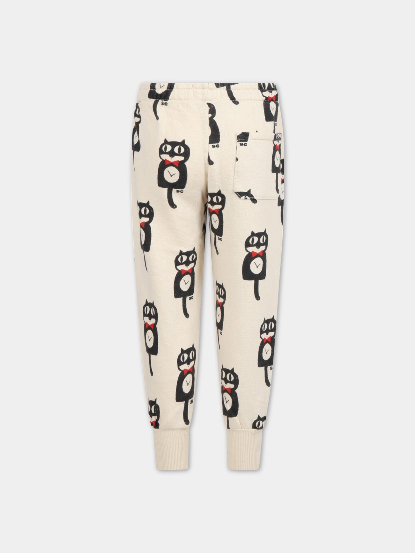 Pantaloni avorio per bambini con gatto nero,Bobo Choses,222AC059