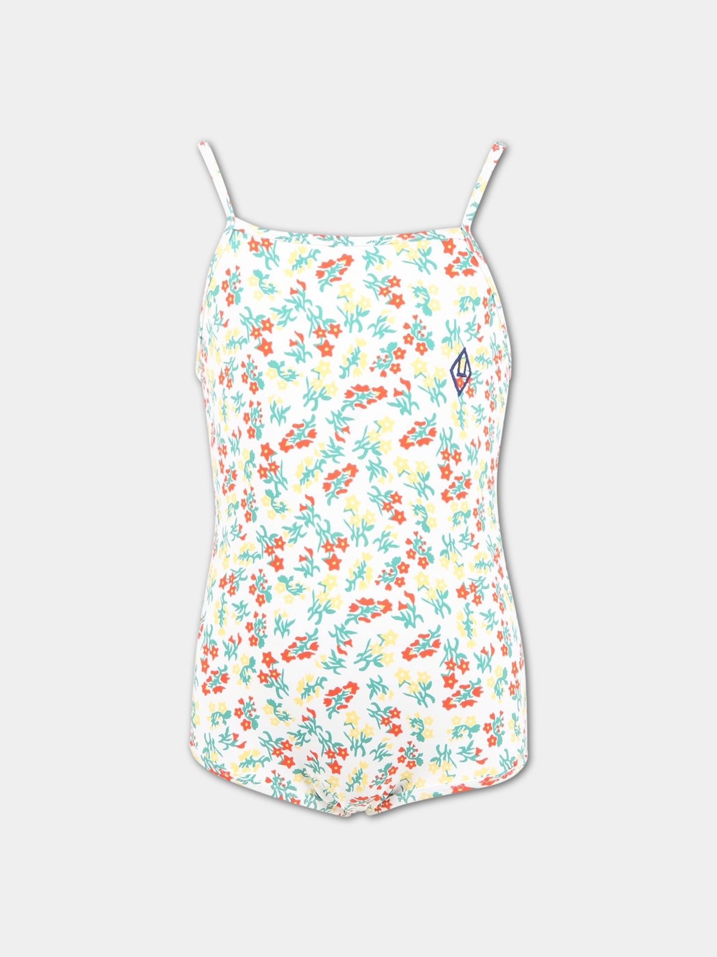 Costume bianco da bagno con fiori e logo blu,The Animals Observatory,S23030 221