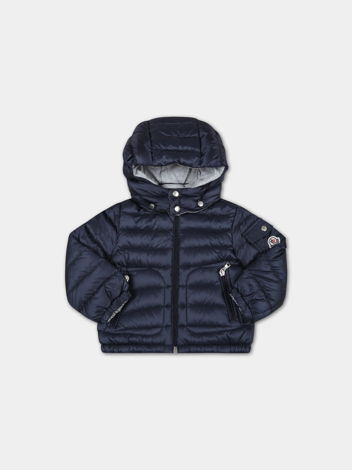 Piumino Lauros blu per neonato con logo,Moncler Kids,951 1A00003 53048 778
