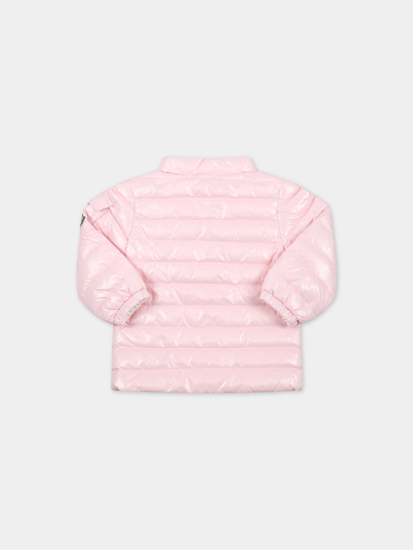 Piumino Paulas rosa per neonata con patch logato,Moncler Kids,951 1A00008 68950 506