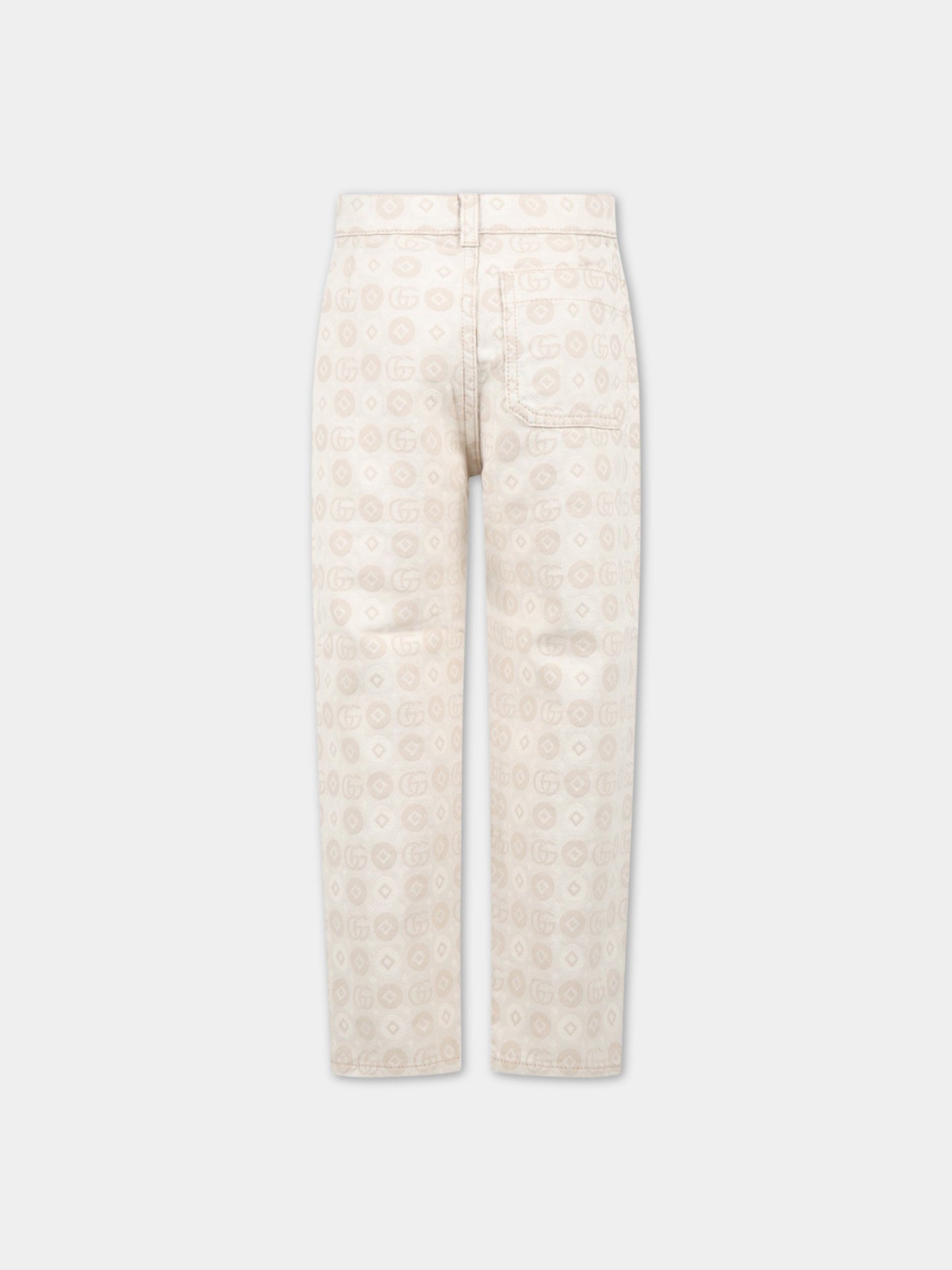 Jeans avorio per bambino con GG beige,Gucci Kids,692194 XDB8R 9207