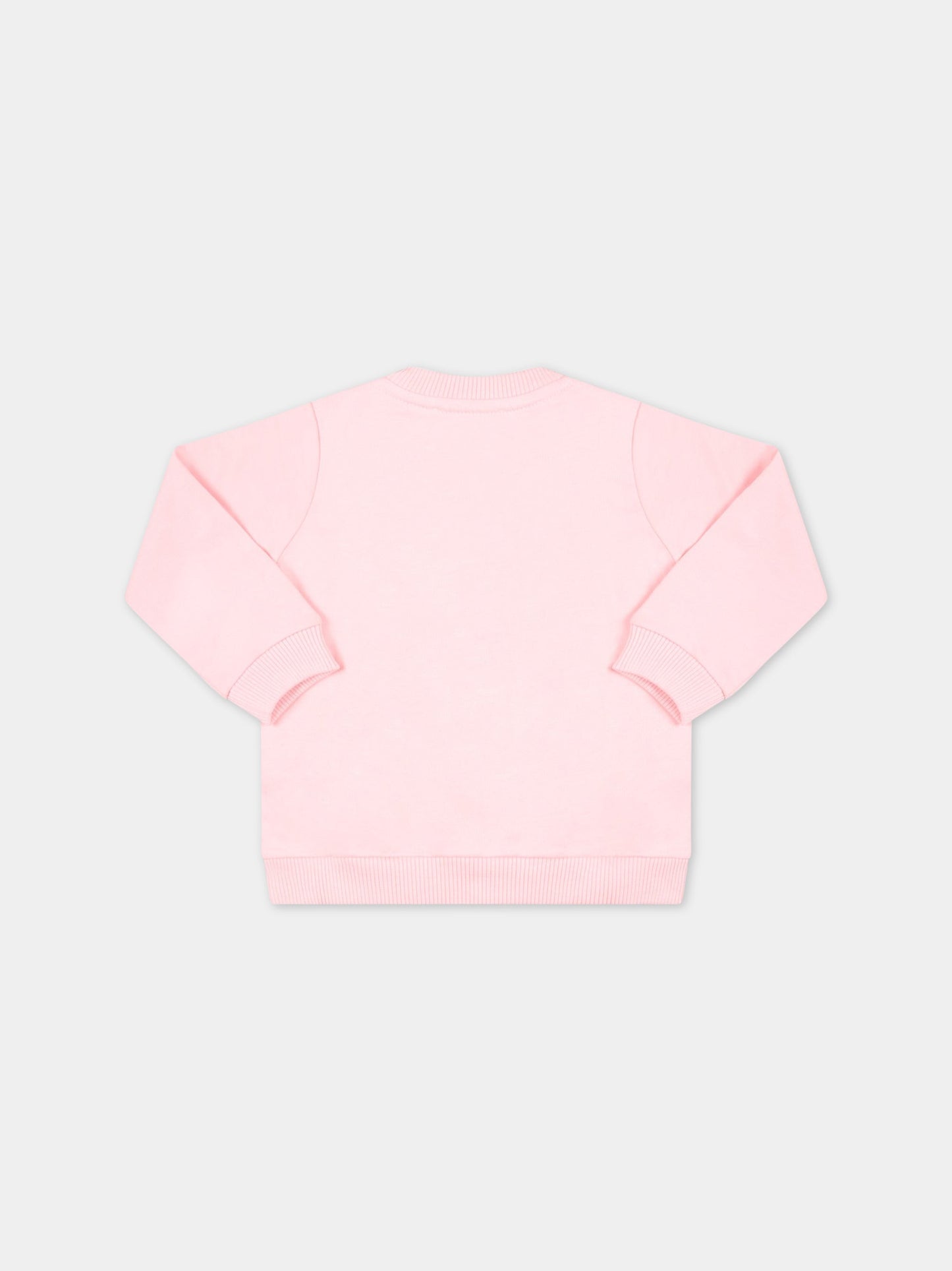 Felpa rosa per neonata con Teddy Bear e logo bianco,Moschino Kids,MMF04Q LCA19 50209