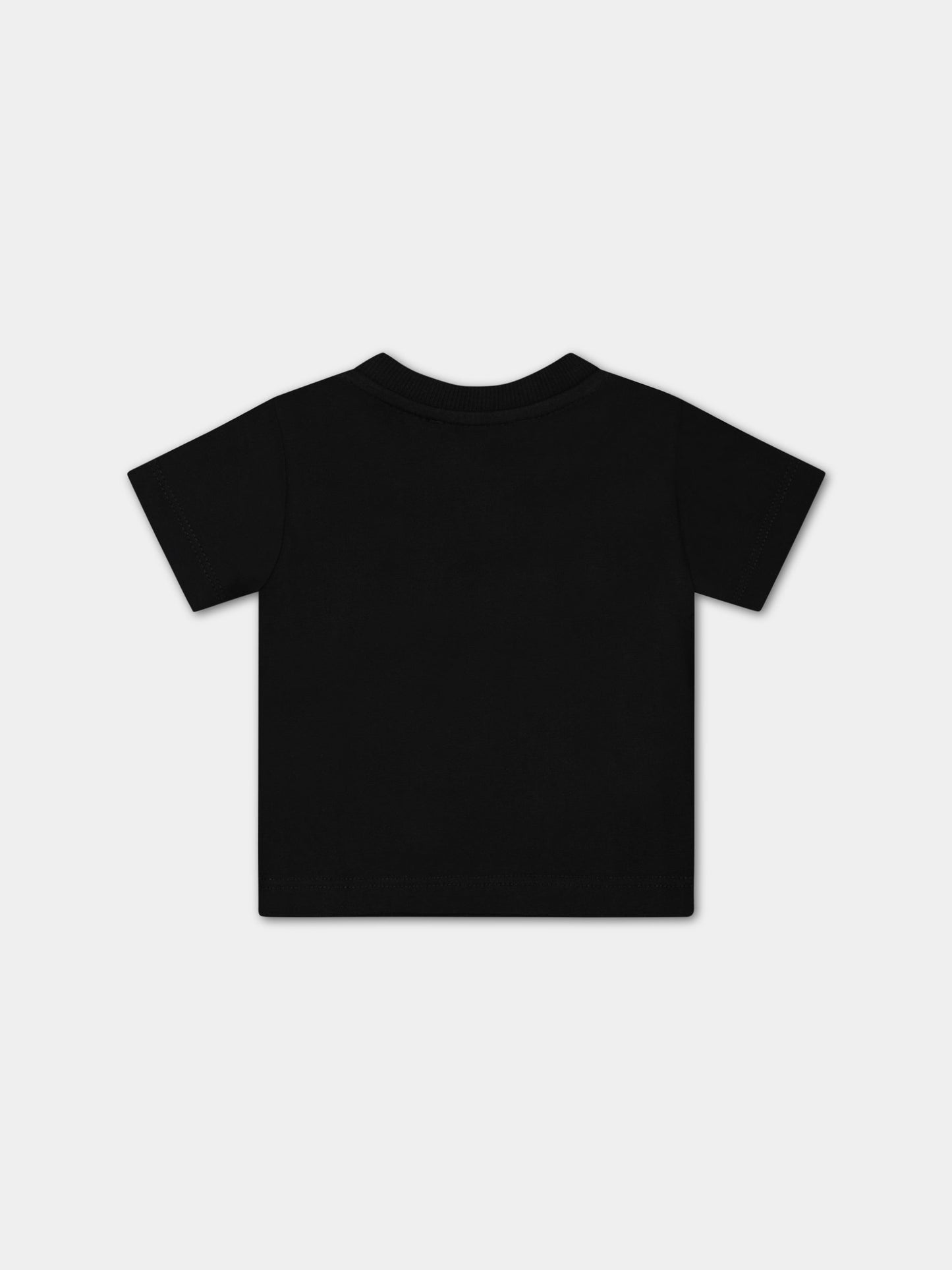 T-shirt nera per neonato con Teddy Bear,Moschino Kids,MUM03K LAA24 60100