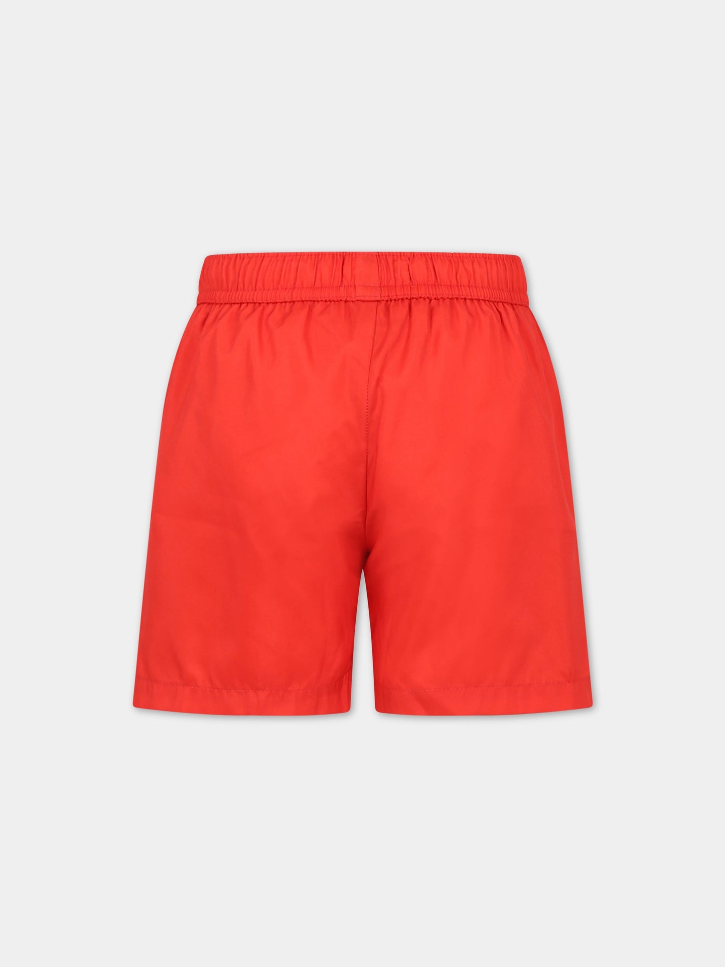Boxer-mare rosso per bambino con Teddy Bear e logo,Moschino Kids,HUL01C LKA02 50109