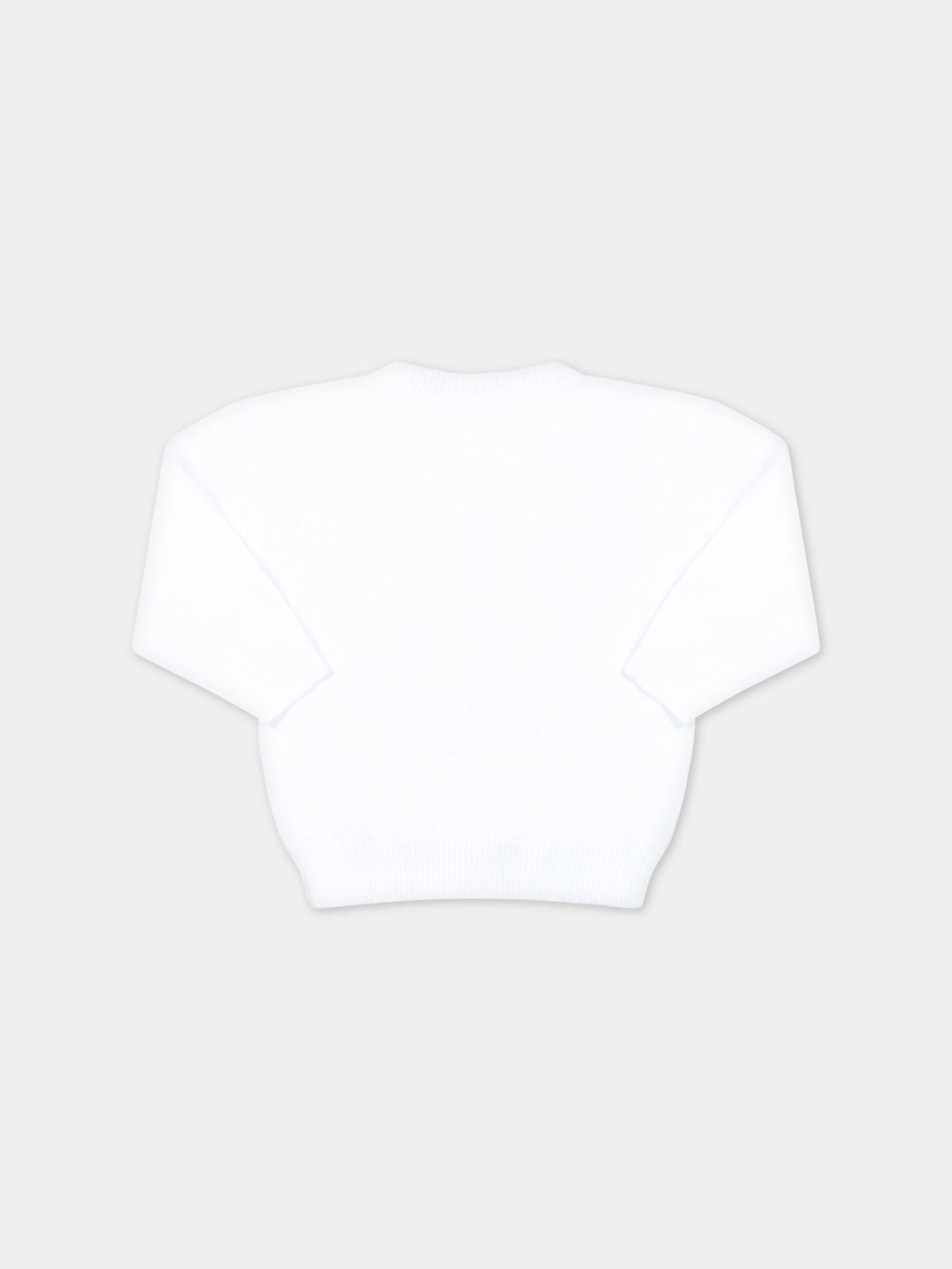Maglione bianco per neonati con Teddy Bear,Moschino Kids,MRW00J LHE13 10101