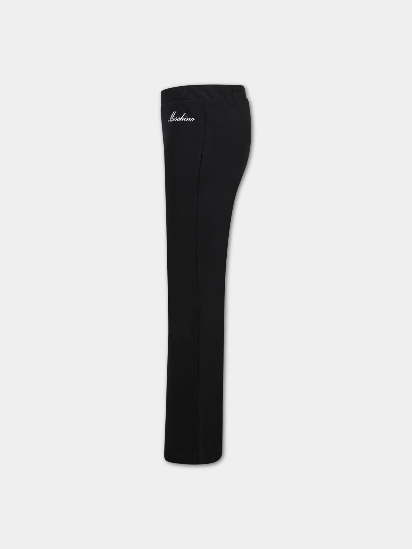 Pantaloni neri per bambina con logo bianco,Moschino Kids,HDP050 LDA00 60100