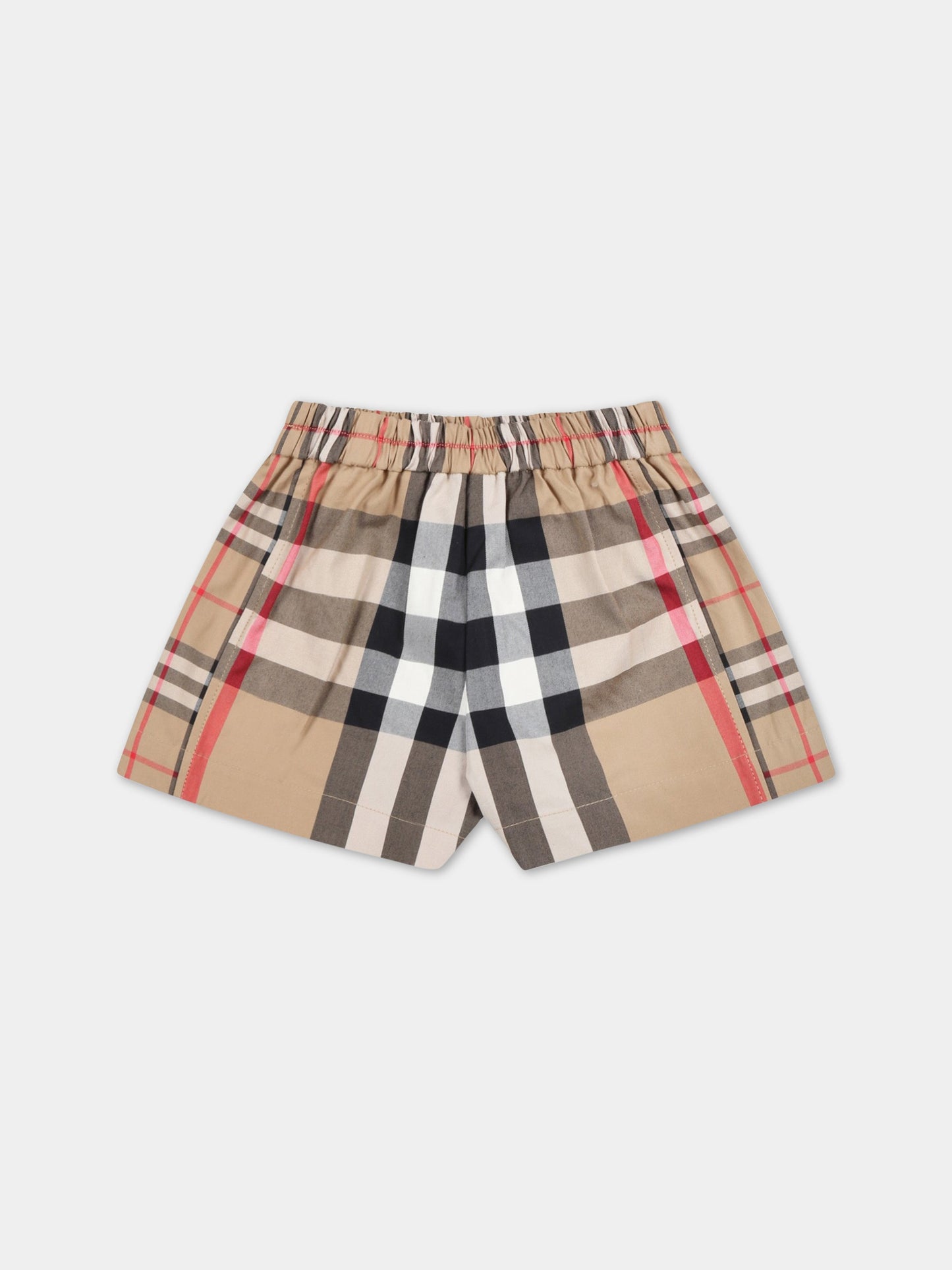 Shorts beige per neonato con check vintage,Burberry Kids,8061955