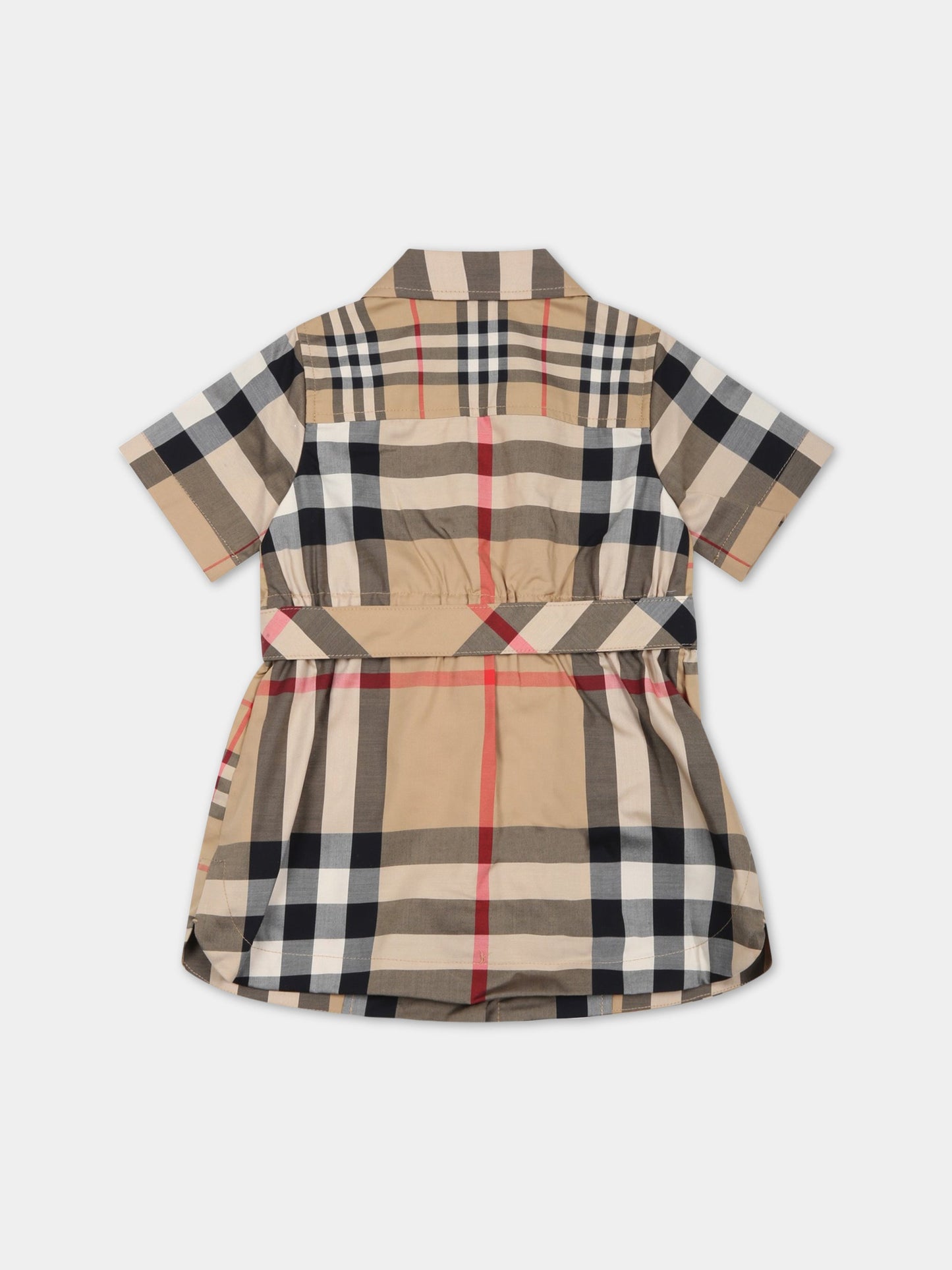 Vestito beige per neonata con iconico check vintage,Burberry Kids,8061952