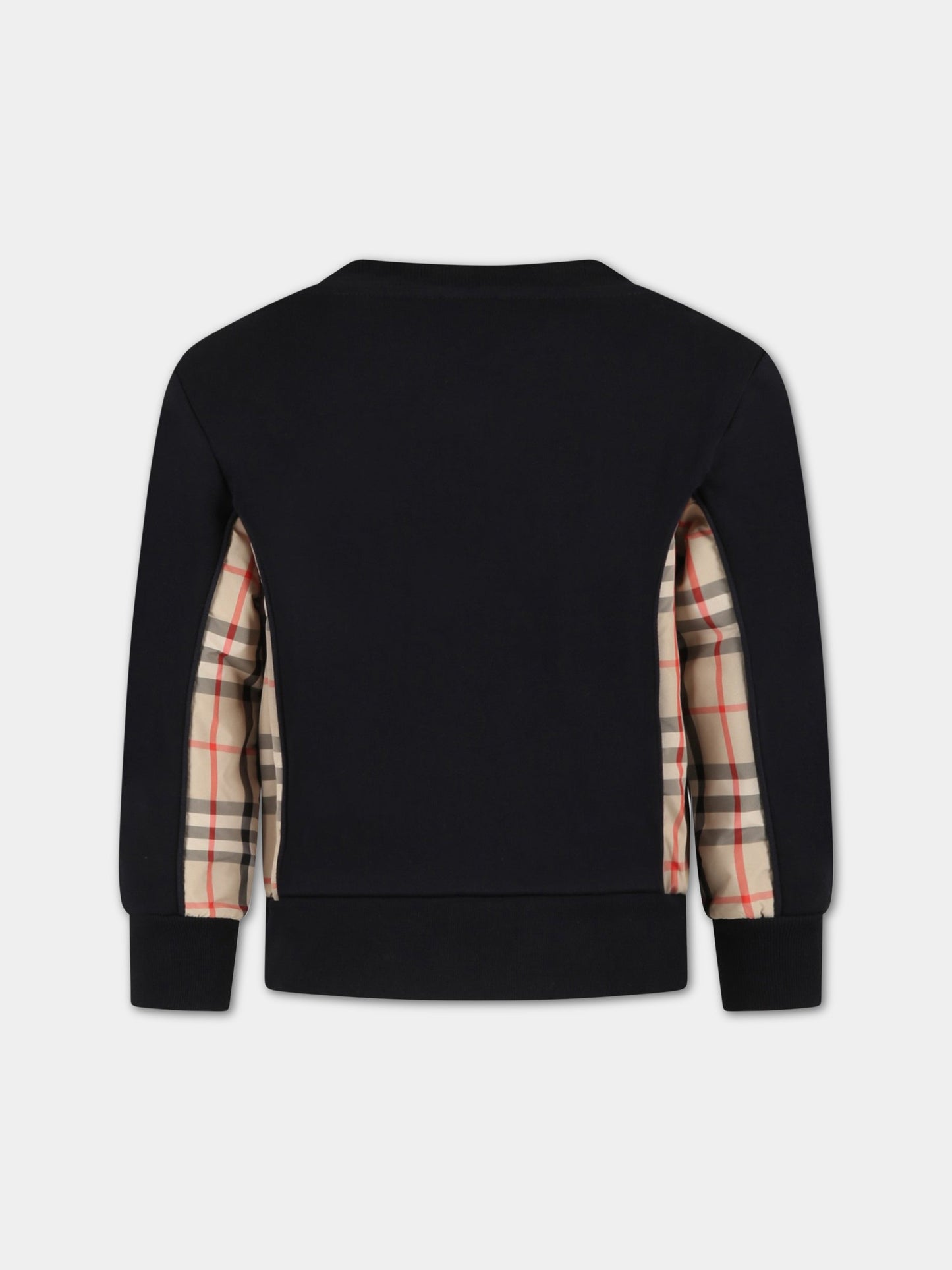 Felpa nera per bambini con check vintage,Burberry Kids,8060950