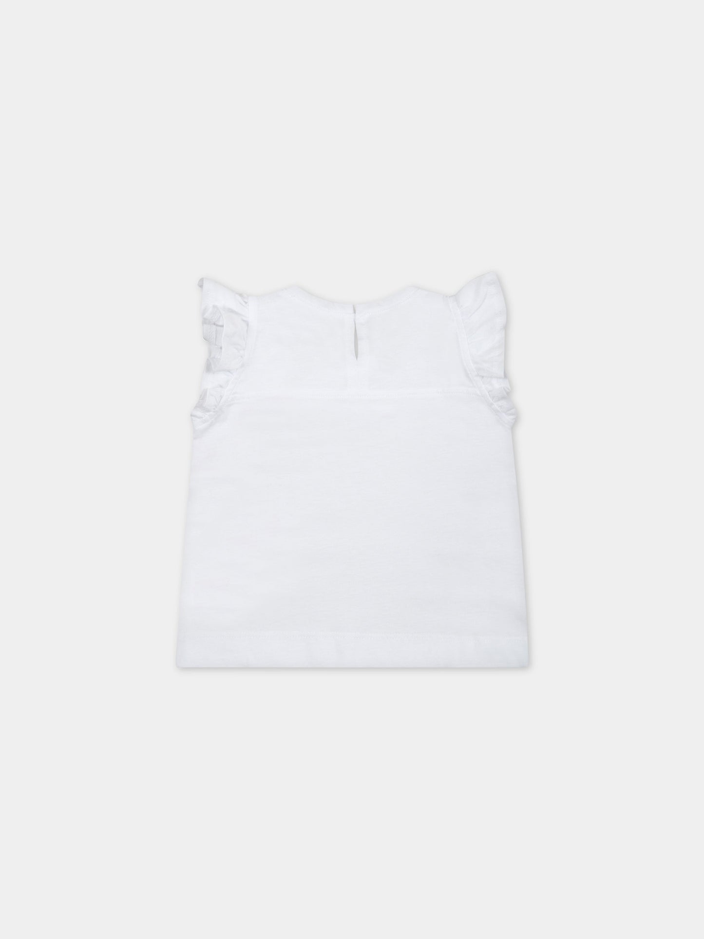 T-shirt bianca per neonata con iconici occhi in lurex,Chiara Ferragni Collection,53A604 1205 9990