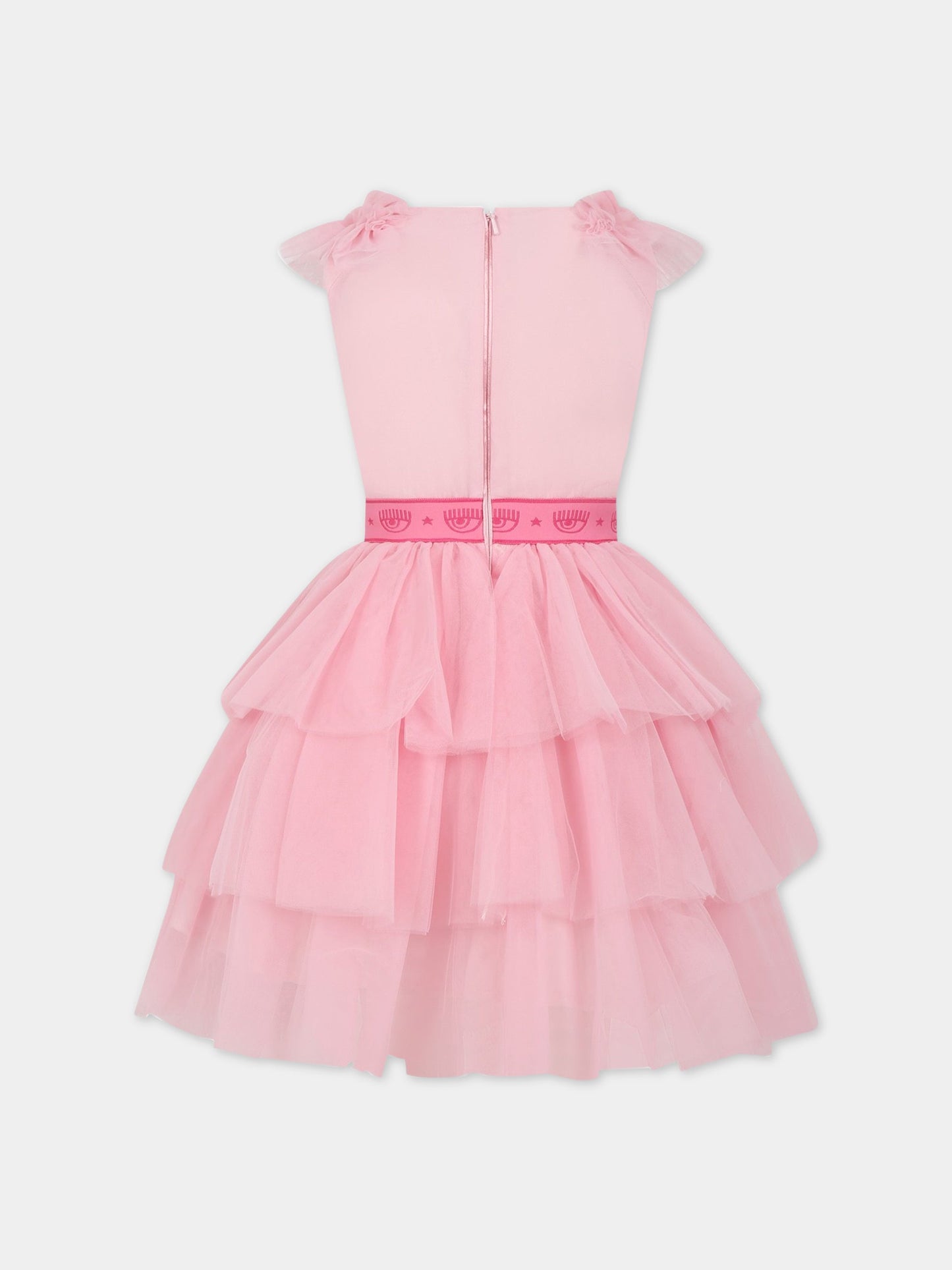 Vestito rosa per bambina con iconici eyes flirting,Chiara Ferragni Collection,51A901 T9945 0090