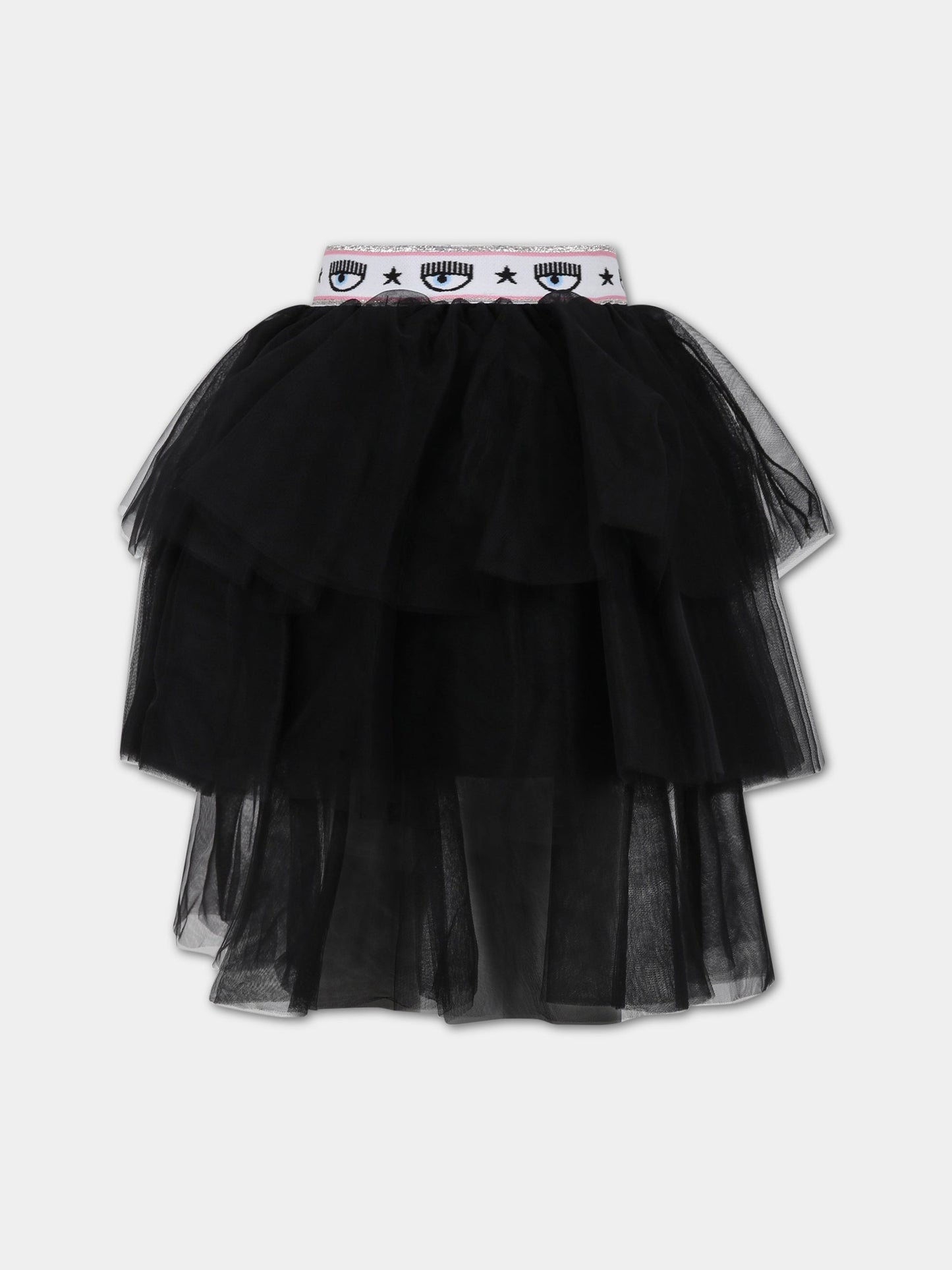 Gonna nera per bambina con iconici occhiolini,Chiara Ferragni Collection,51A700 T9945 0050