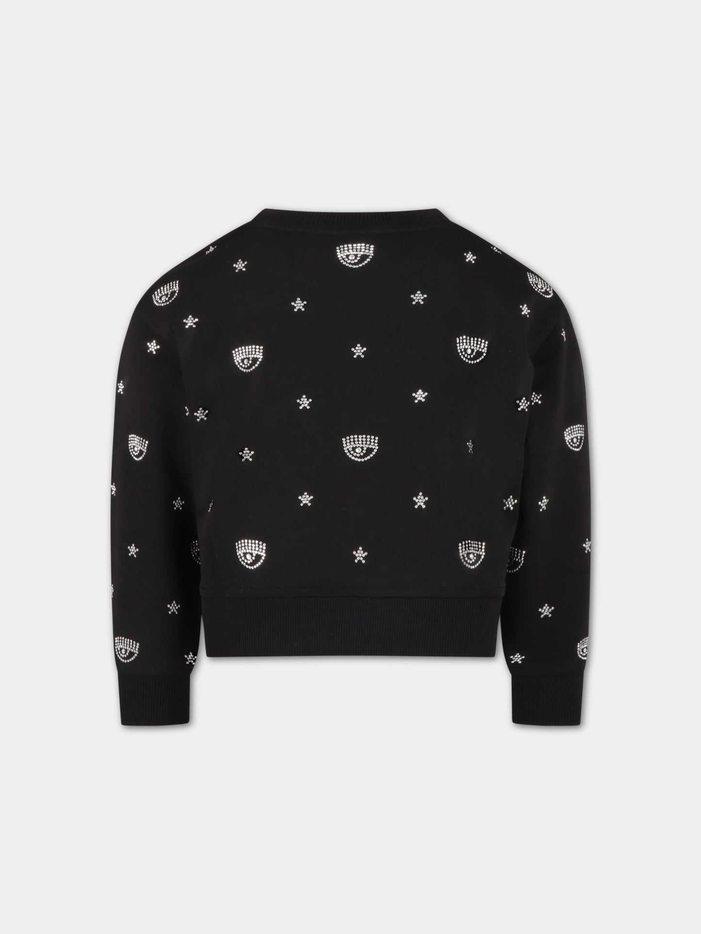 Felpa nera per bambina con occhiolini in strass,Chiara Ferragni Collection,59A606 1005 0050