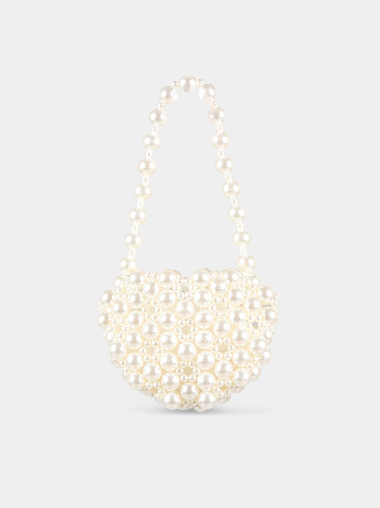 Borsa avorio per bambina con perle,Monnalisa,79A007 1072 0001