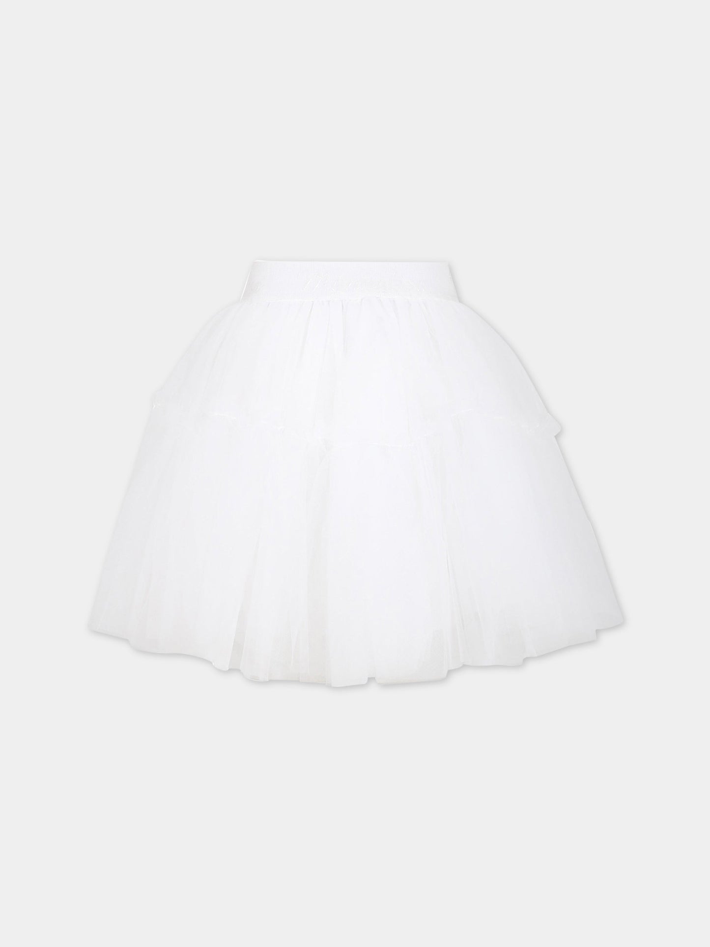 Gonna bianca per bambina con logo,Monnalisa,17AGON T9945 0099