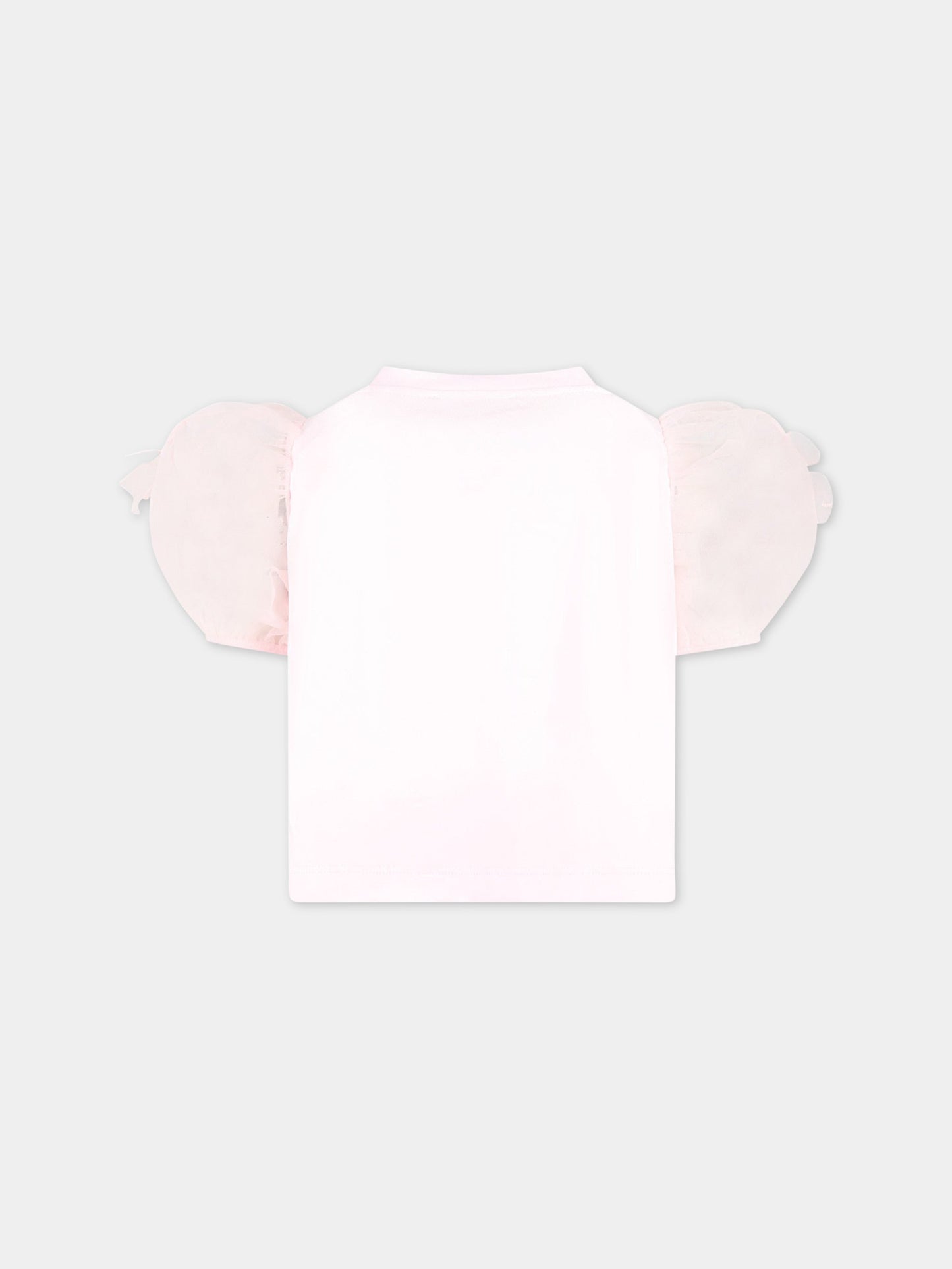 T-shirt rosa per bambina con logo,Monnalisa,71A303 1206 0091