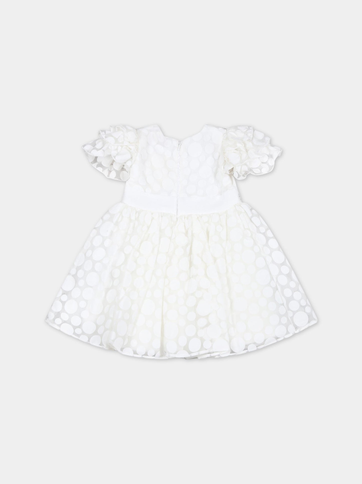 Vestito avorio per neonata con pois,Monnalisa,73A903 1120 0001