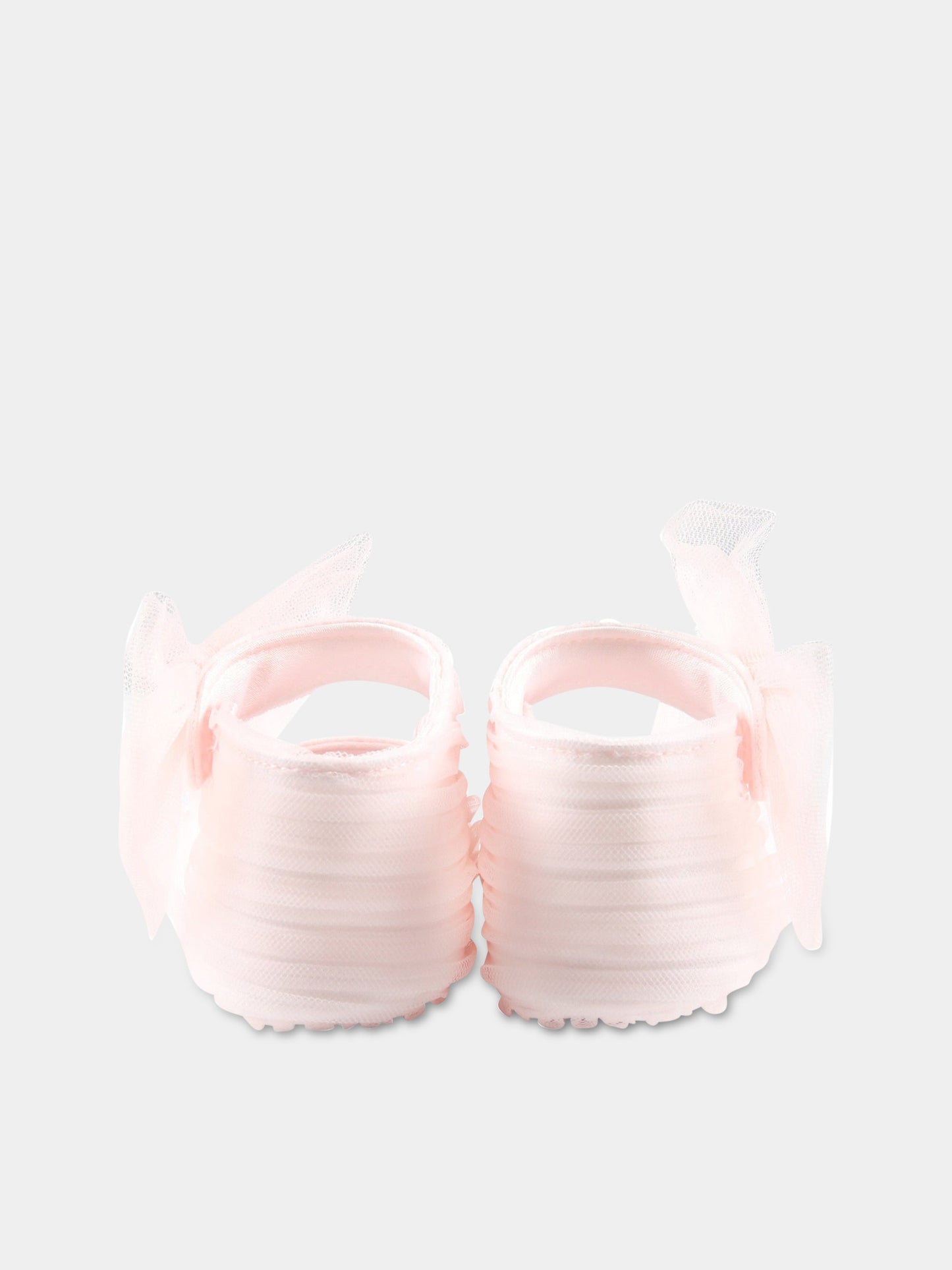 Ballerine rosa da culla per neonata con fiocco in tulle,Monnalisa,73A006 1361 0091
