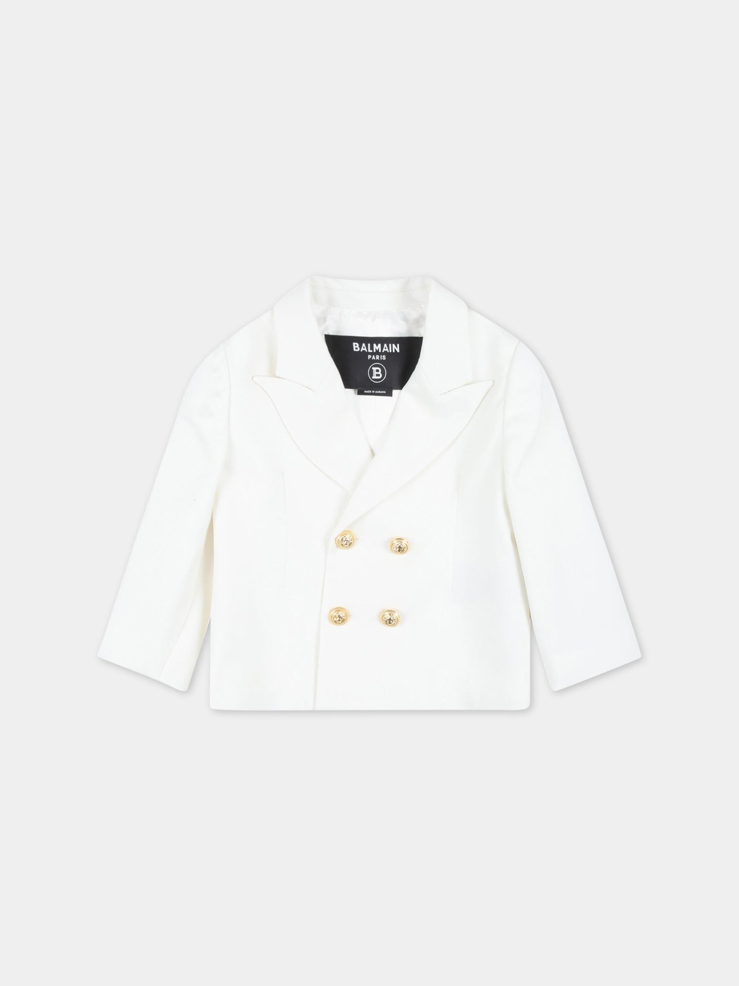 Giacca avorio per neonato con bottoni dorati,Balmain Kids,BS2514 I0089 101