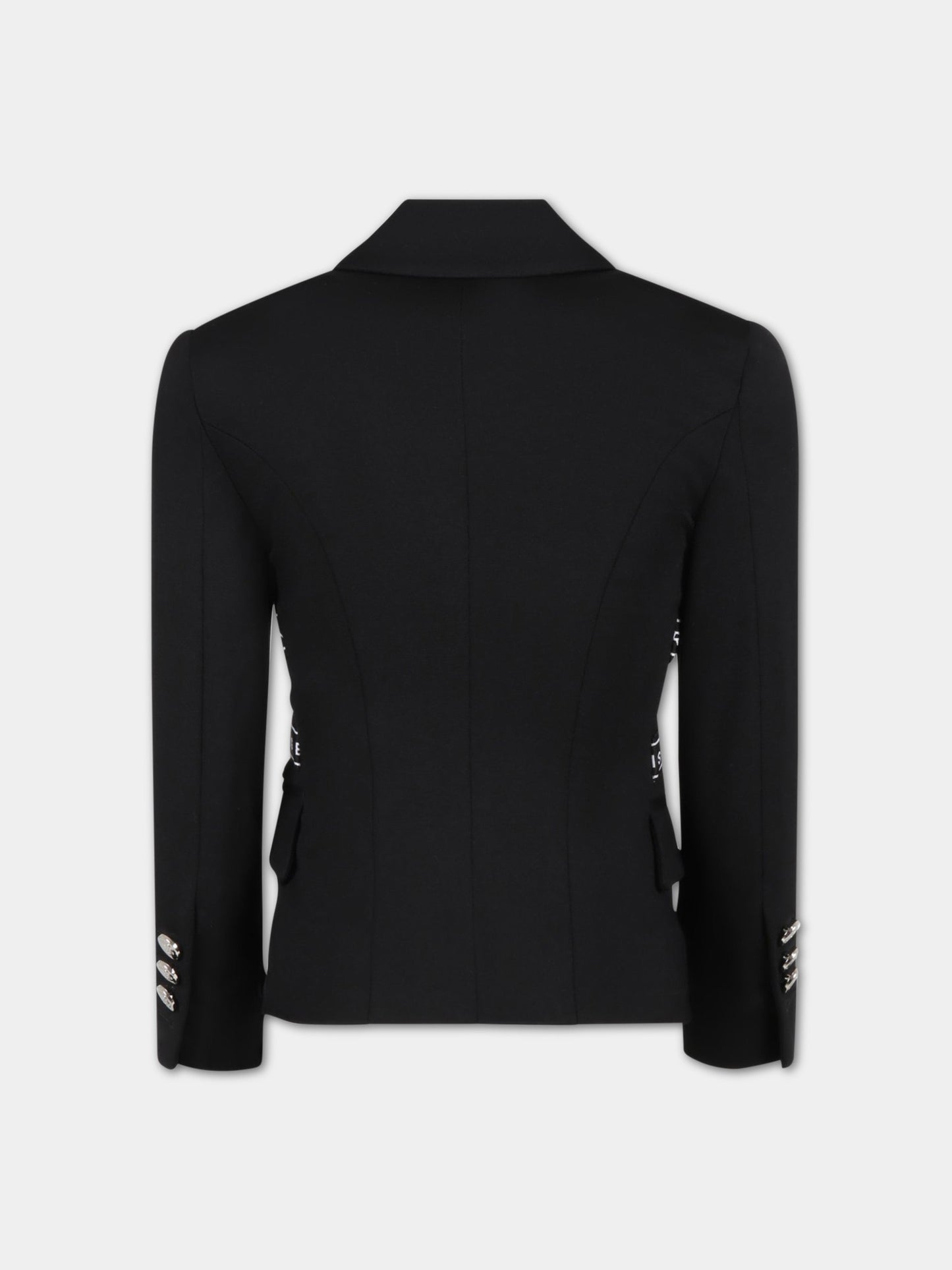 Giacca nera per bambina con logo,Balmain Kids,BS2A14 J0035 930