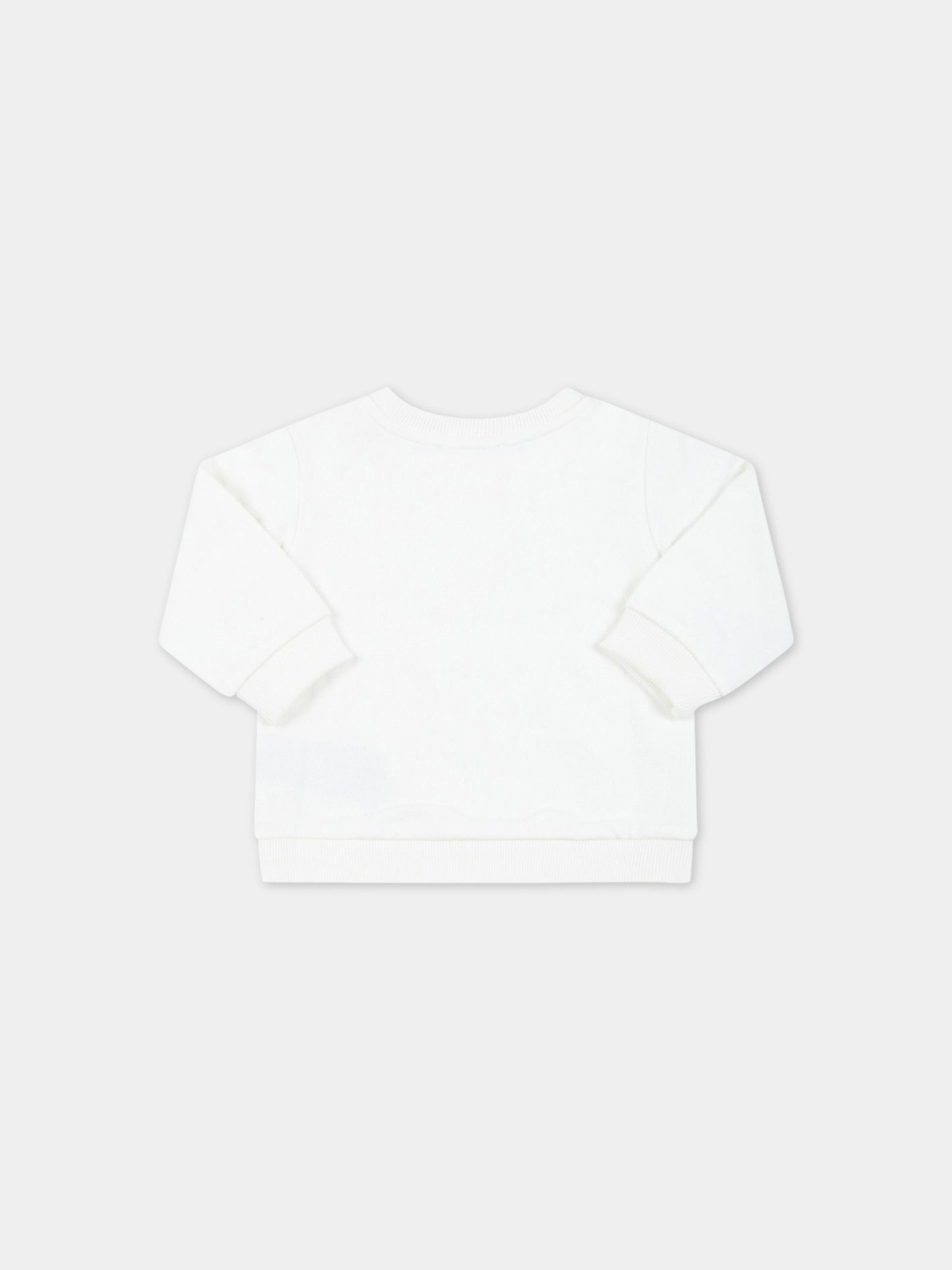 Felpa bianca per neonata con logo dorato,Balmain Kids,BS4000 Z0001 102