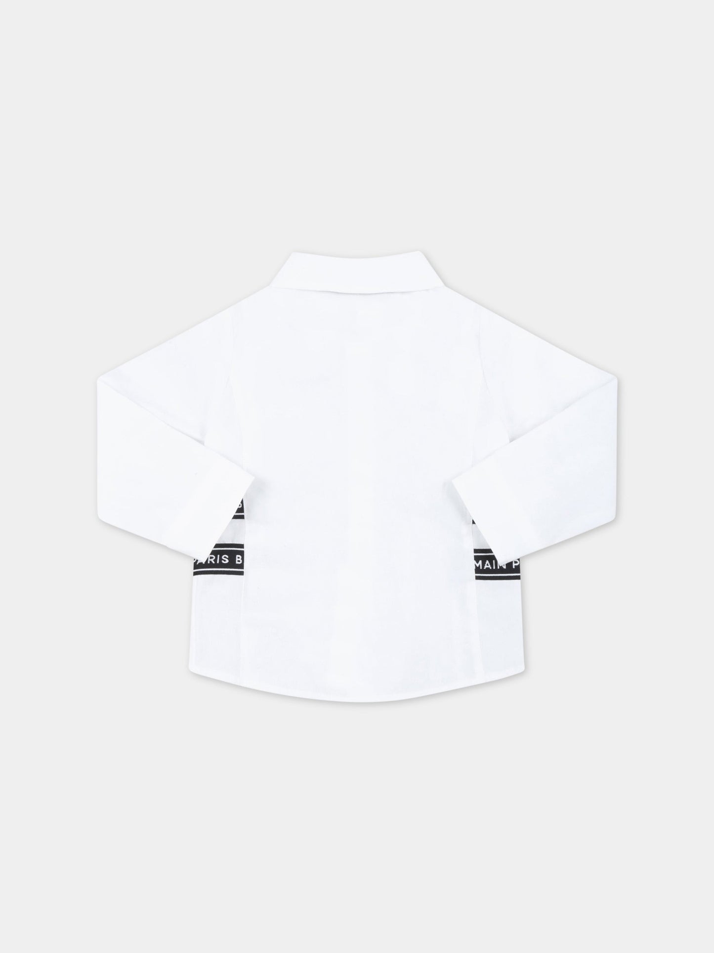Camicia bianca per neonato con bande logate,Balmain Kids,BS5500 P0013 100
