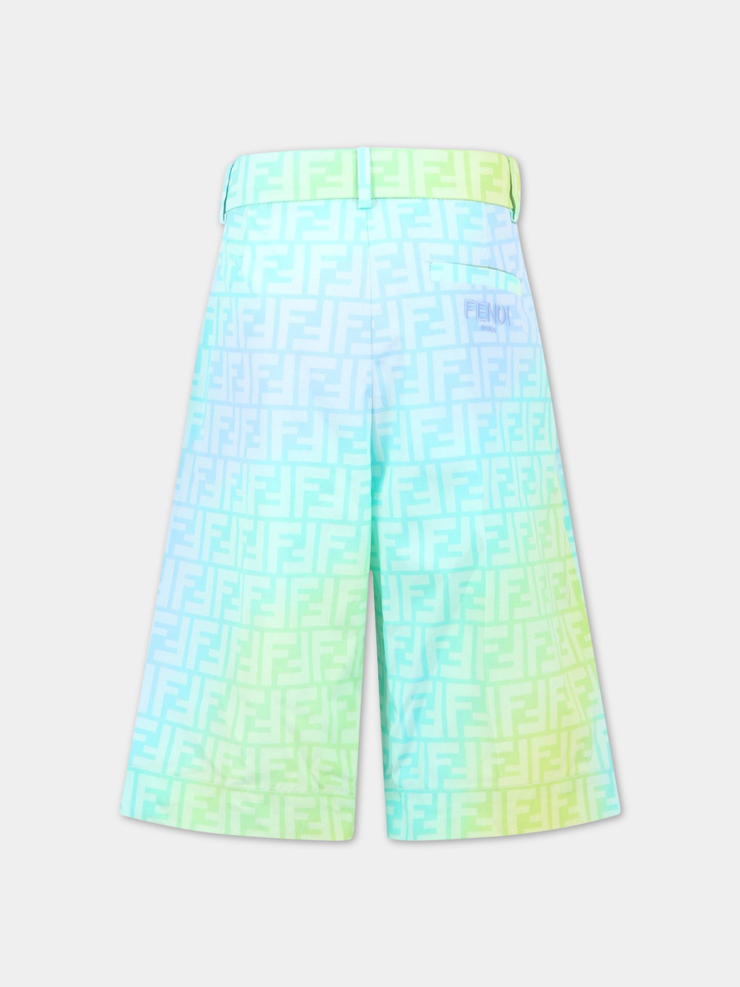 Bermuda multicolor per bambino con FF,Fendi Kids,JUF081 ALOE F1JDE