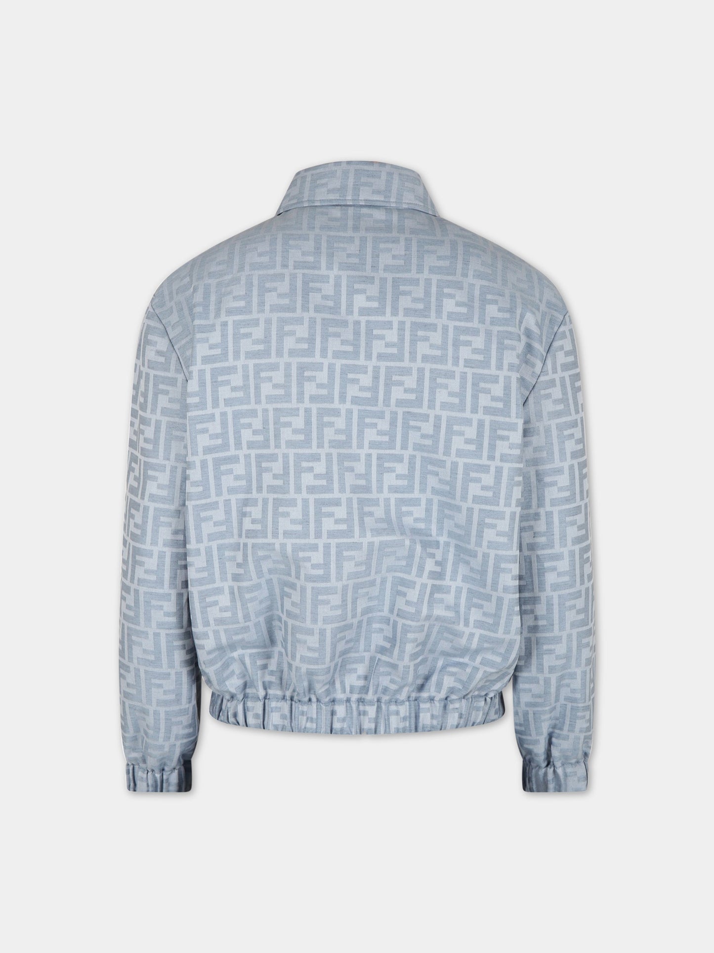 Giubbotto celeste per bambino con FF,Fendi Kids,JMA280 AMH9 F1JKV