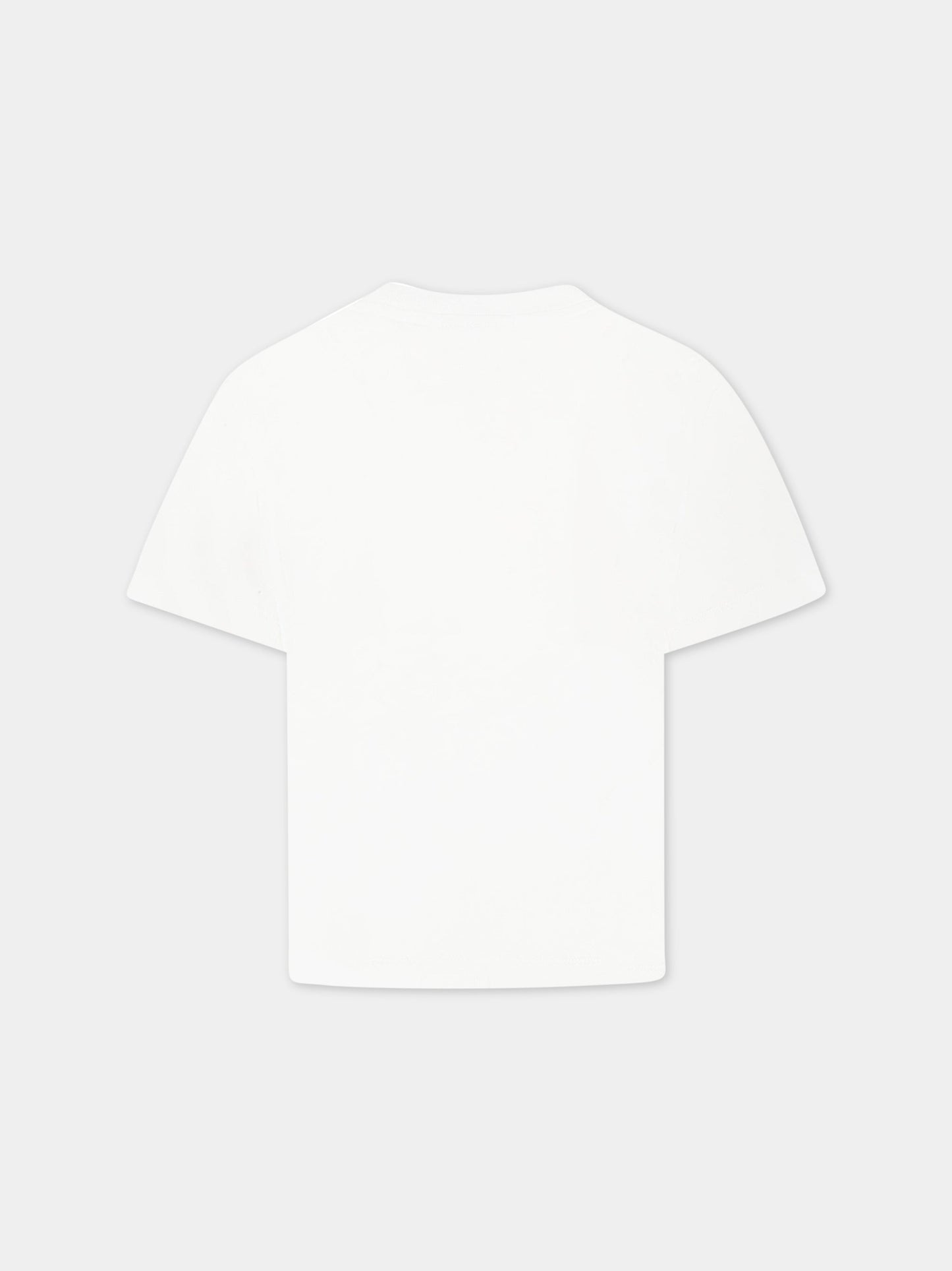 T-shirt bianca per bambini con logo giallo,Fendi Kids,JUI137 7AJ F0TU9