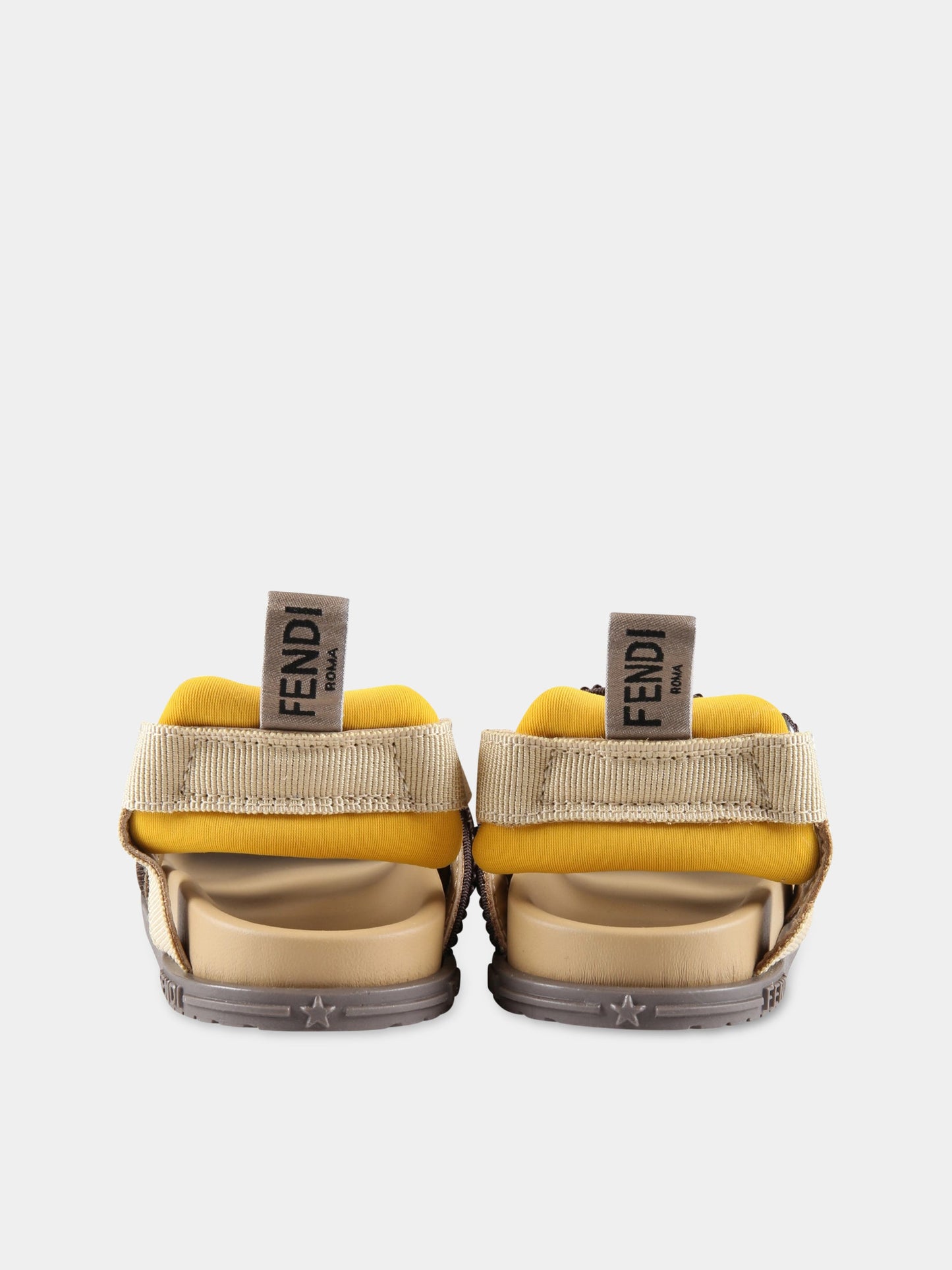 Sandali marroni per bambini con doppia FF,Fendi Kids,JMR438 ALJF F1JGO