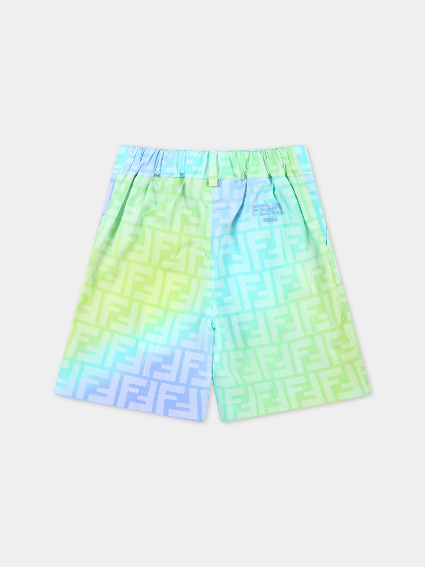 Shorts multicolor per neonato con FF,Fendi Kids,BMF193 ALOE F1JDE