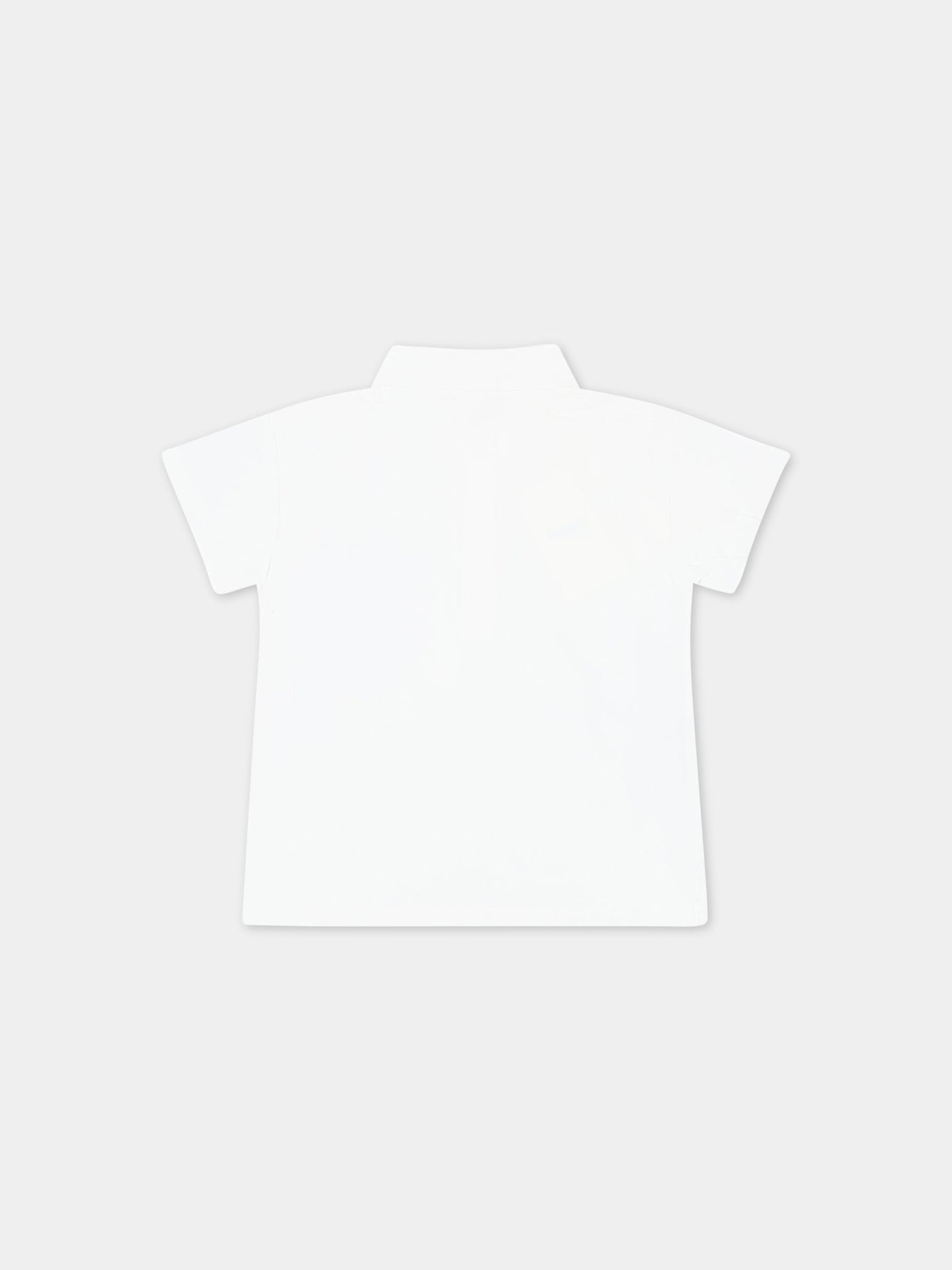 Polo bianca per neonato con FF marroni,Fendi Kids,BMI235 ST8 F0TU9