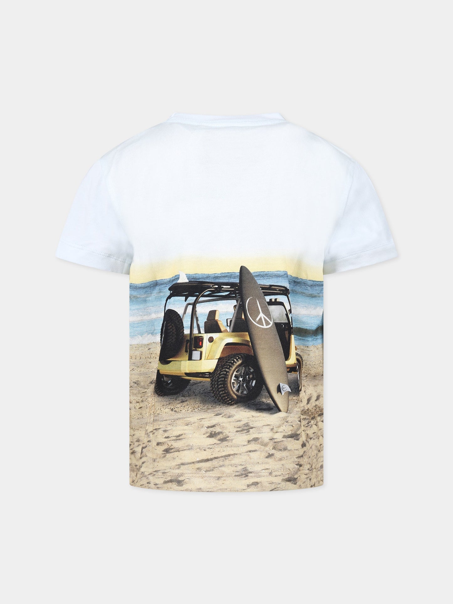 T-shirt multicolor per bambino con stampa jeep e spiaggia,Molo,1S23A206 7943