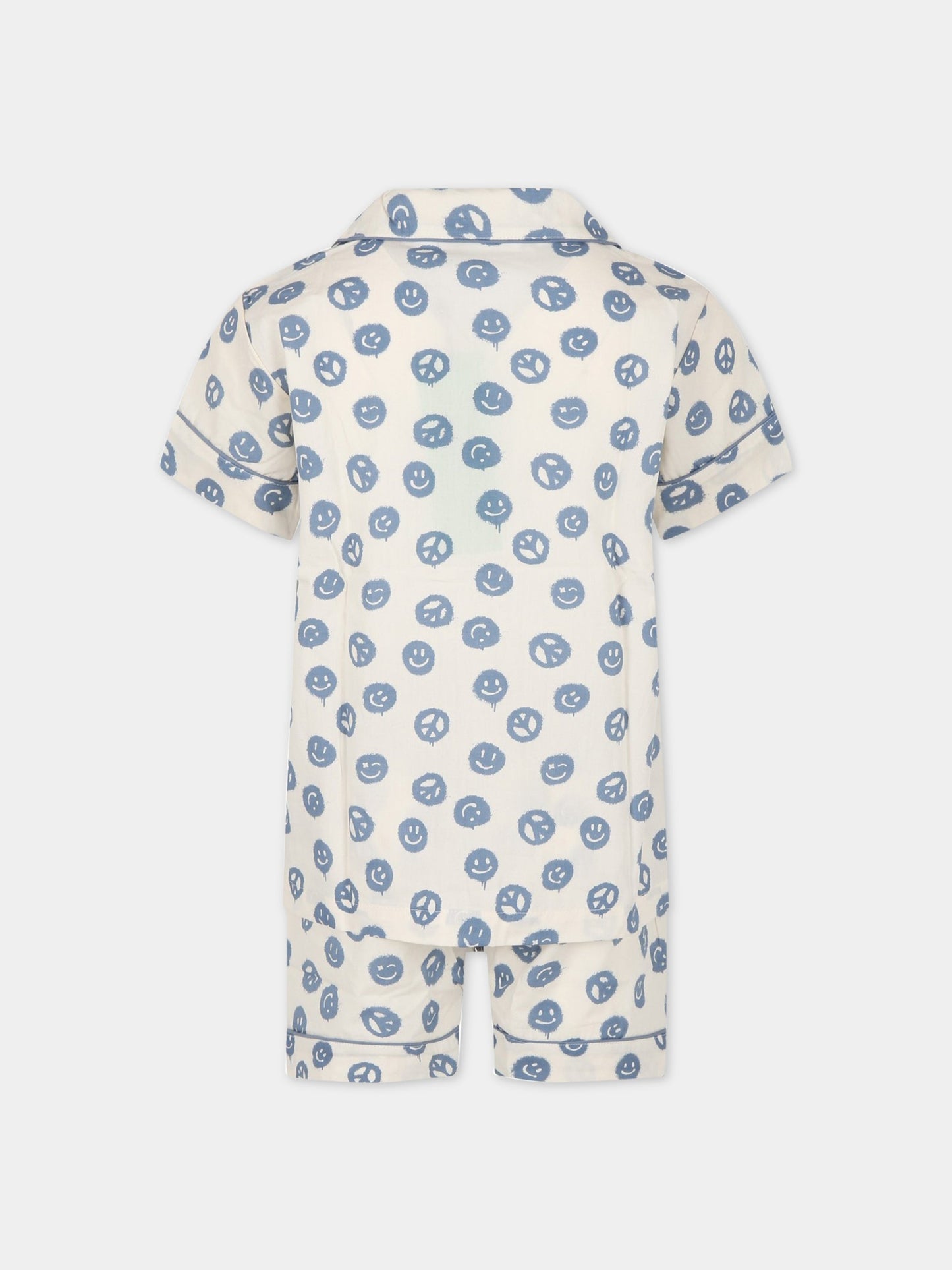Pigiama avorio per bambino con stampe blu all-over e con logo,Molo,6S23R502 6836