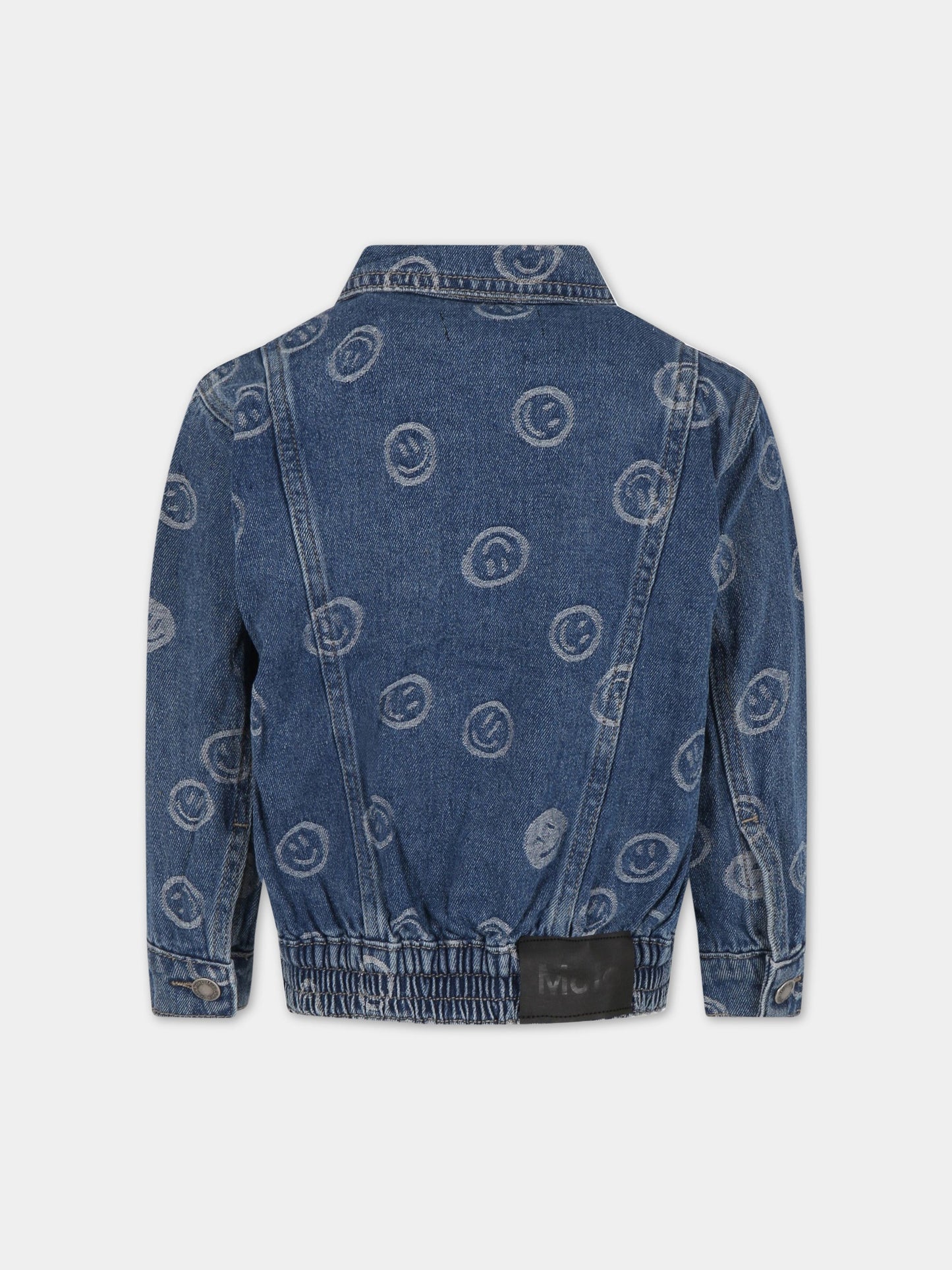 Giacca blu denim per bambina con smile e logo,Molo,5S23M313 6791