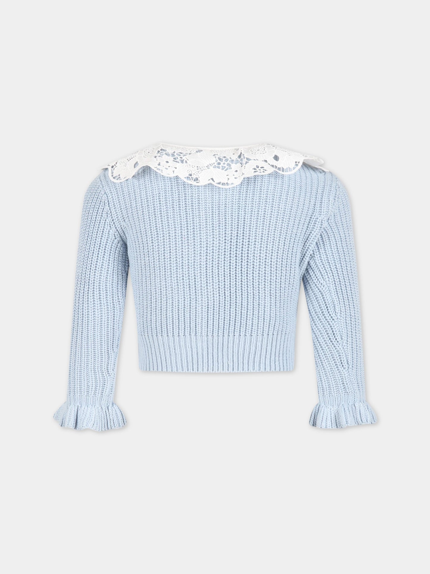 Cardigan celeste per bambina con fiocco nero,Self-portrait,RS23 710J BL 22458561