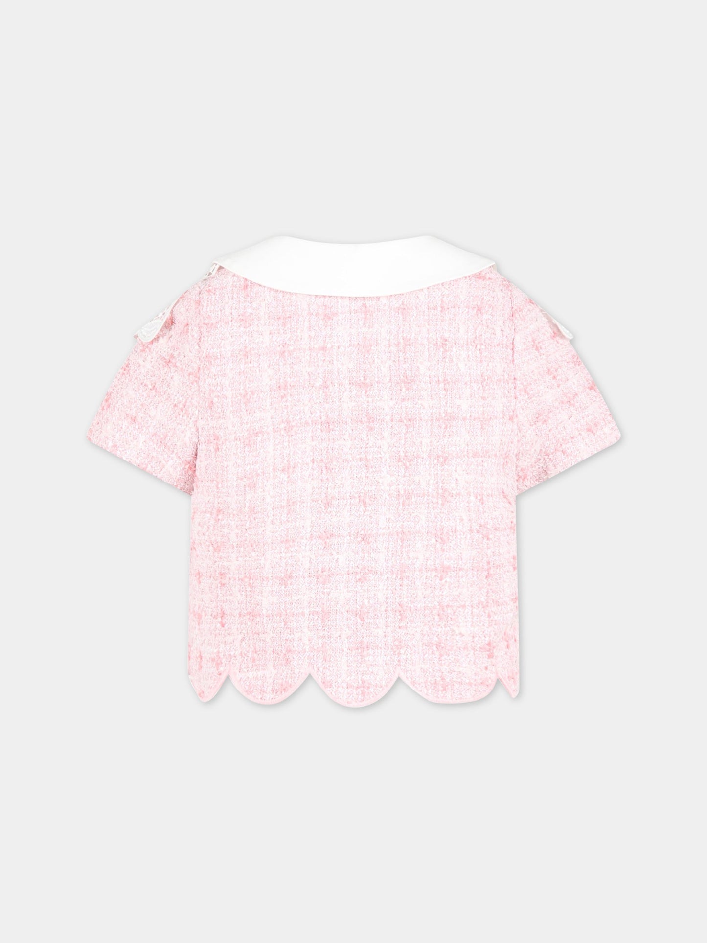 Giacca rosa per bambina con dettagli in pizzo,Self-portrait,RS23 711J P 22458567