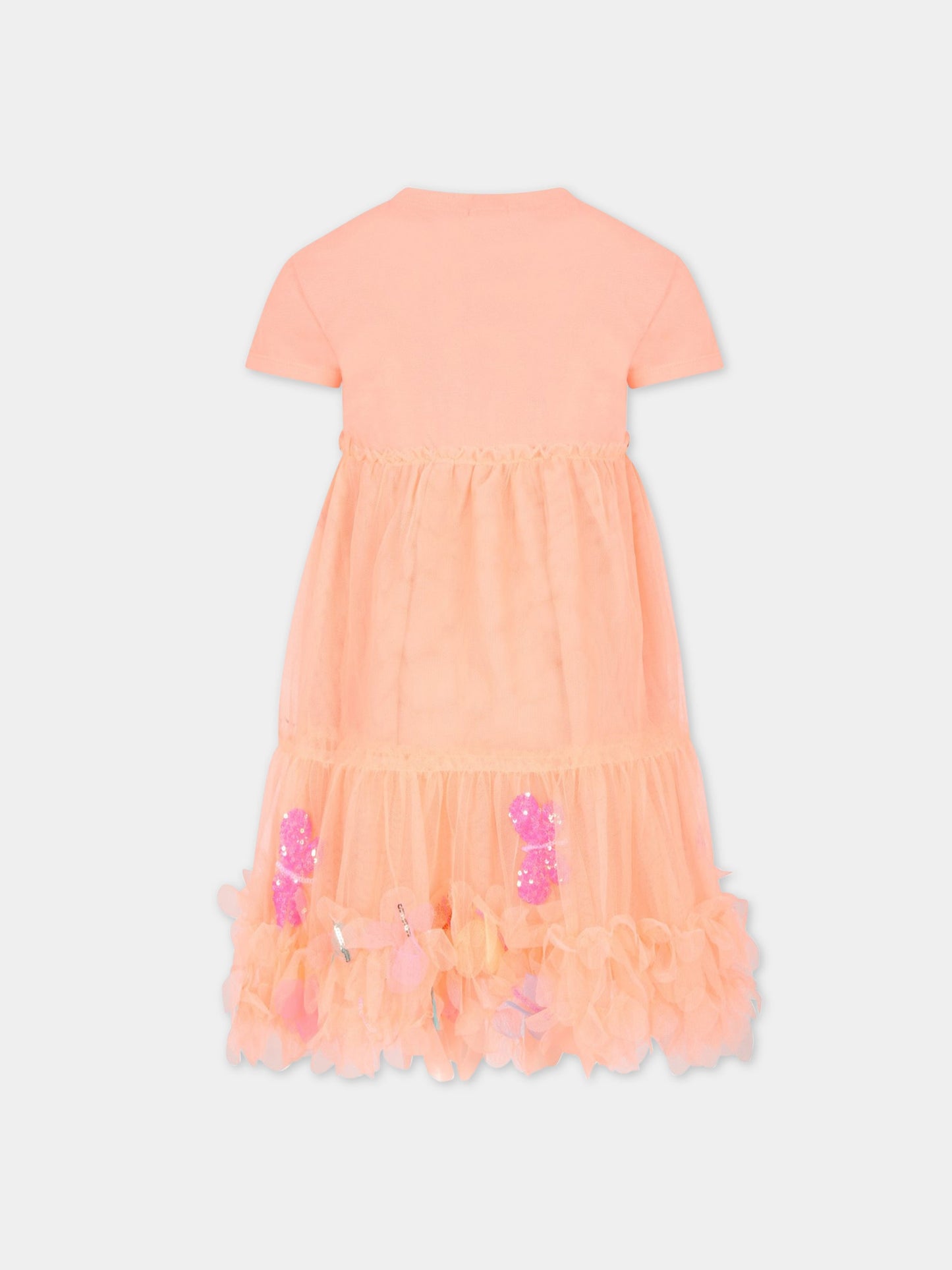 Vestito arancione per bambina con farfalle,Billieblush,U12814 439