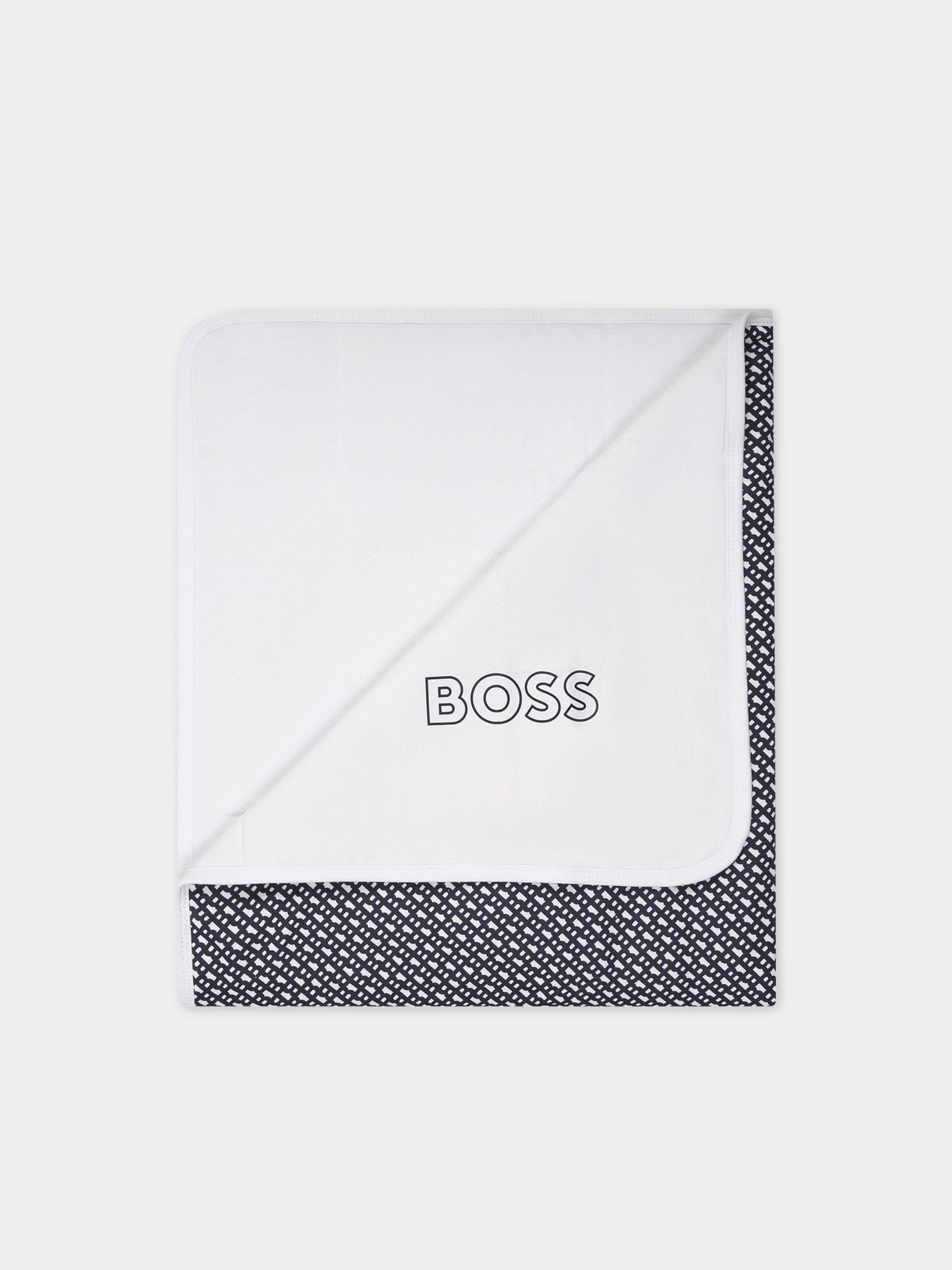 Coperta blu per neonato con logo,Boss,J90317 849