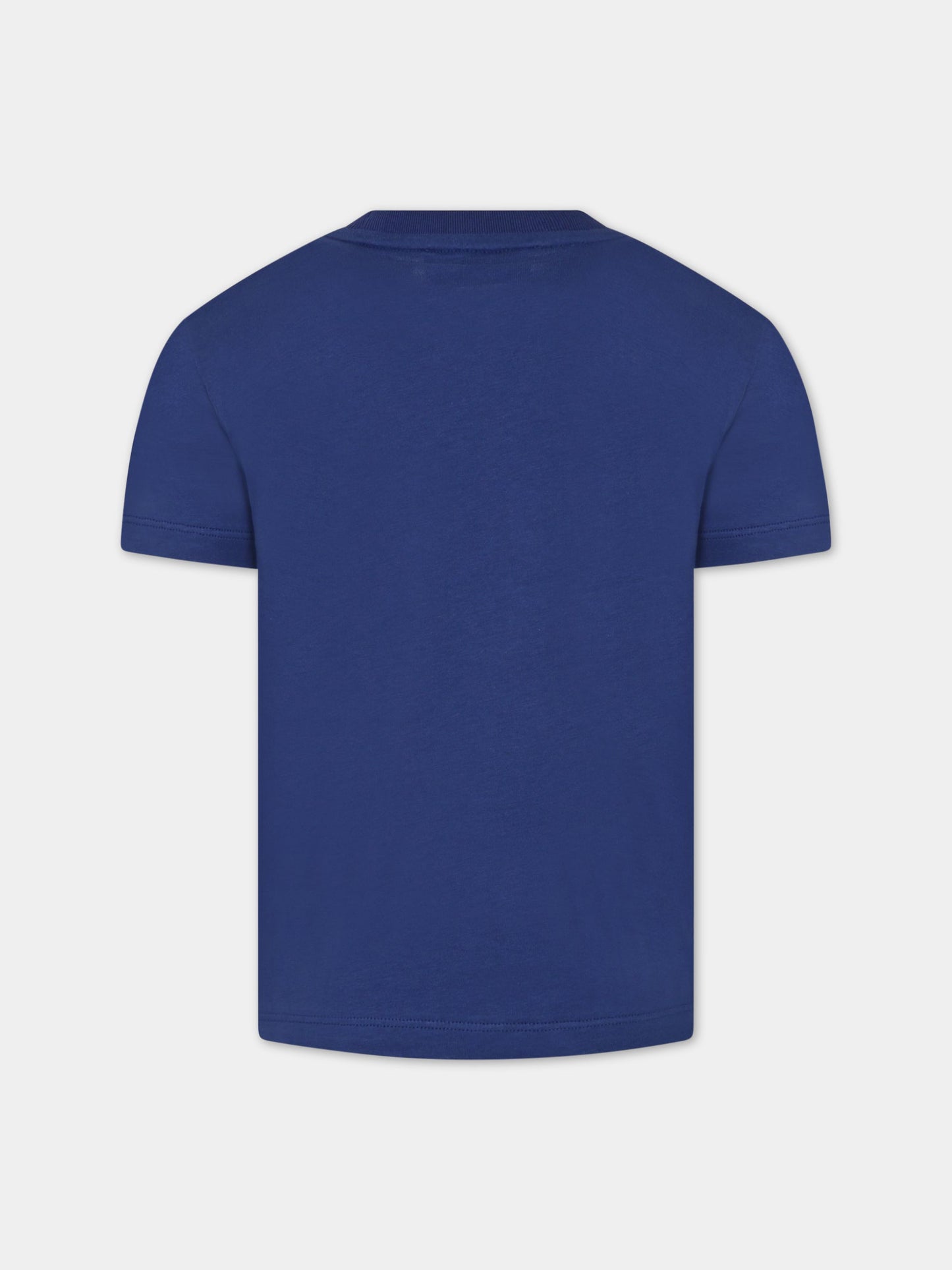 T-shirt blu per bambino con logo,Dondup Kids,DMTS106C JF65 4005