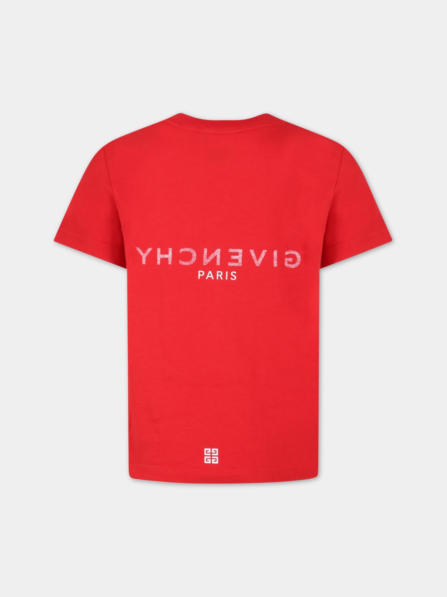T-shirt rossa per bambino con logo bianco,Givenchy Kids,H25404 991