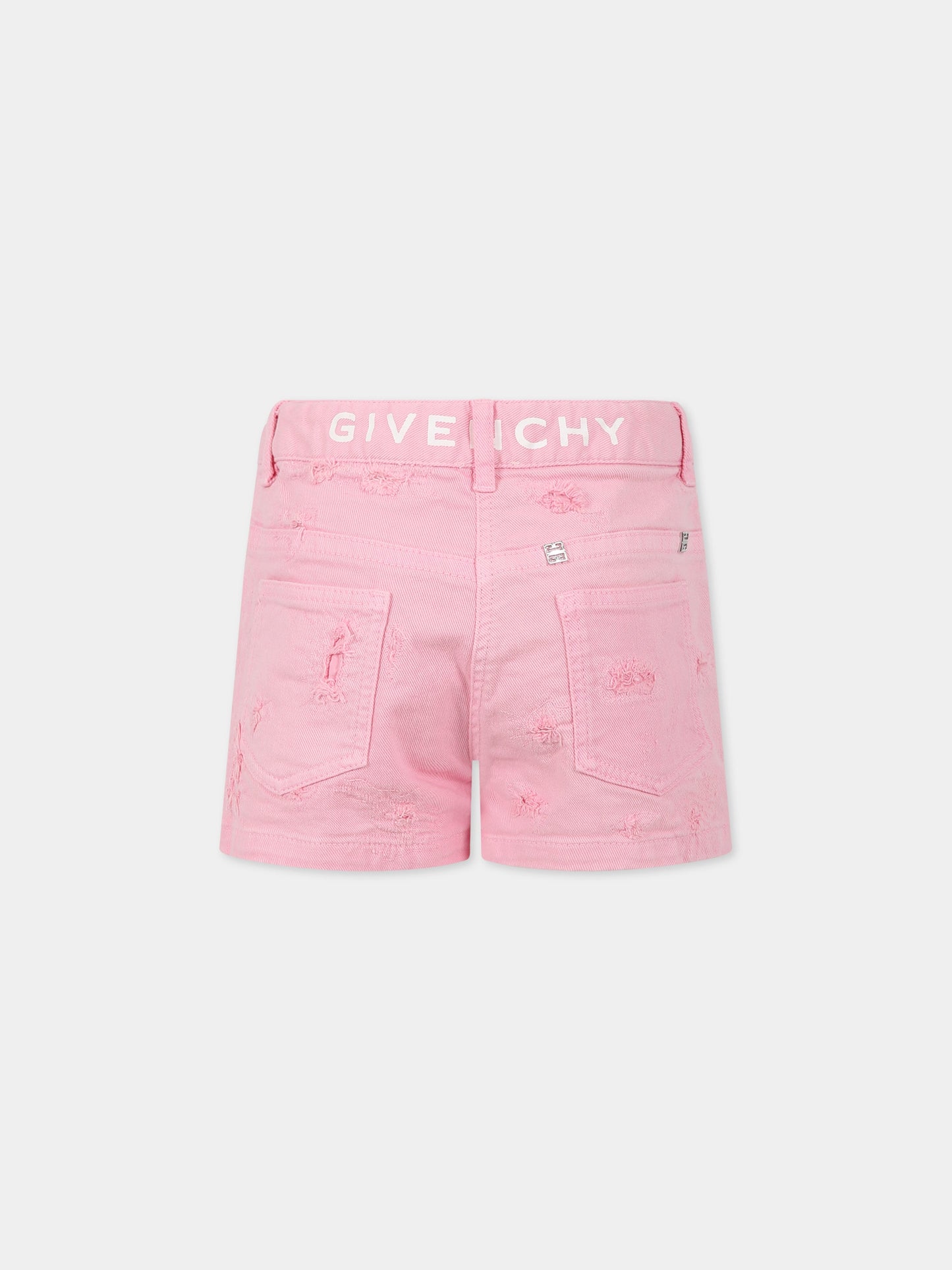 Shorts rosa per bambina con logo,Givenchy Kids,H14204 465