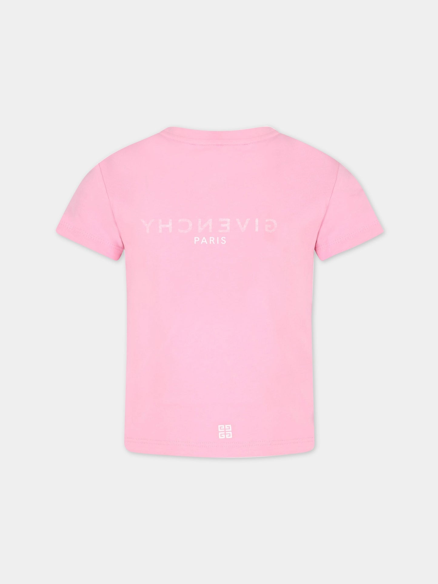 T-shirt rosa per bambina con logo nero,Givenchy Kids,H15296 465