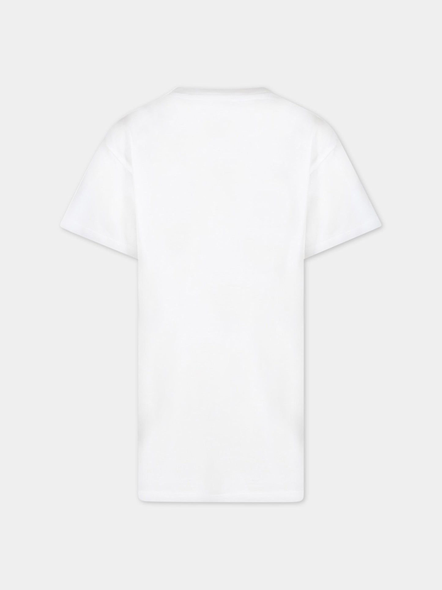 Vestito bianco per bambina con tigre iconica e logo,Kenzo Kids,K12288 10P