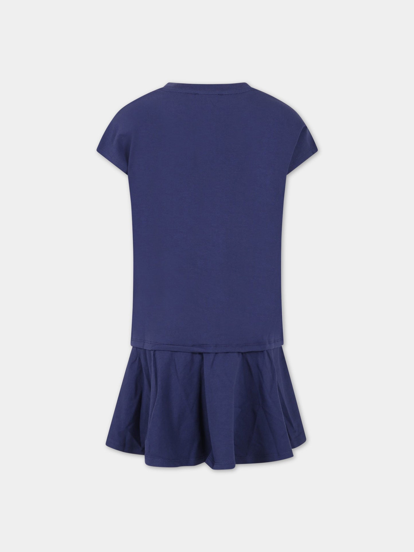 Vestito blu per bambina con logo,Kenzo Kids,K12306 80K