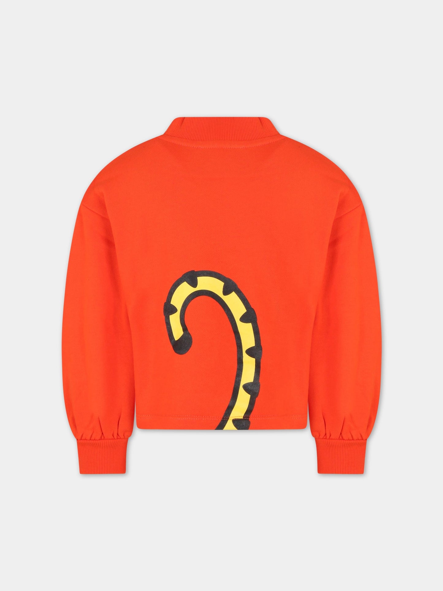 Felpa arancione per bambina con tigre e logo,Kenzo Kids,K15666 987